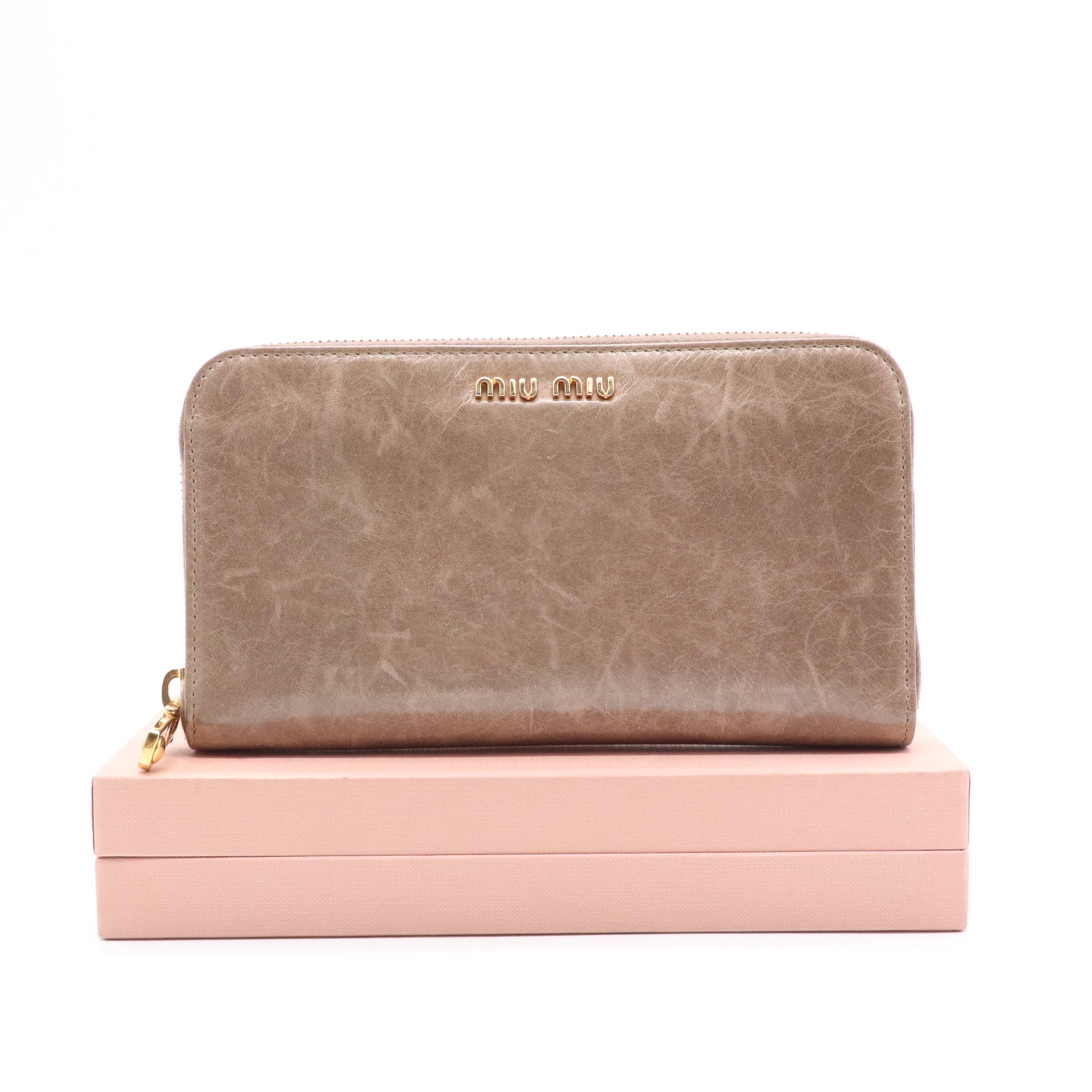 Miu Miu Vitello Shine Zip Around Wallet W20897