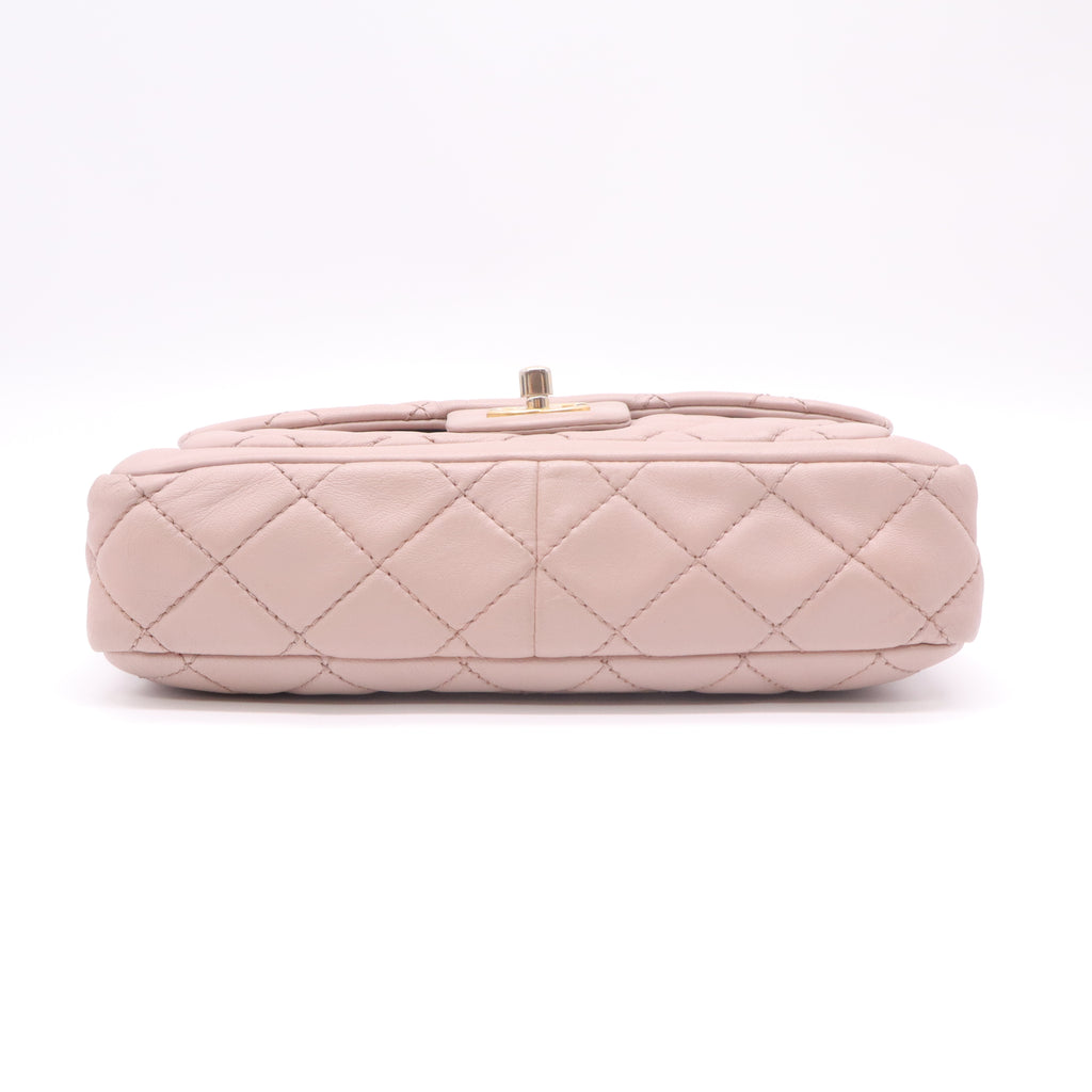 Chanel Lambskin Quilted Mini Rectangular Pearl Crush Flap Light Beige Pink twins LDZ196