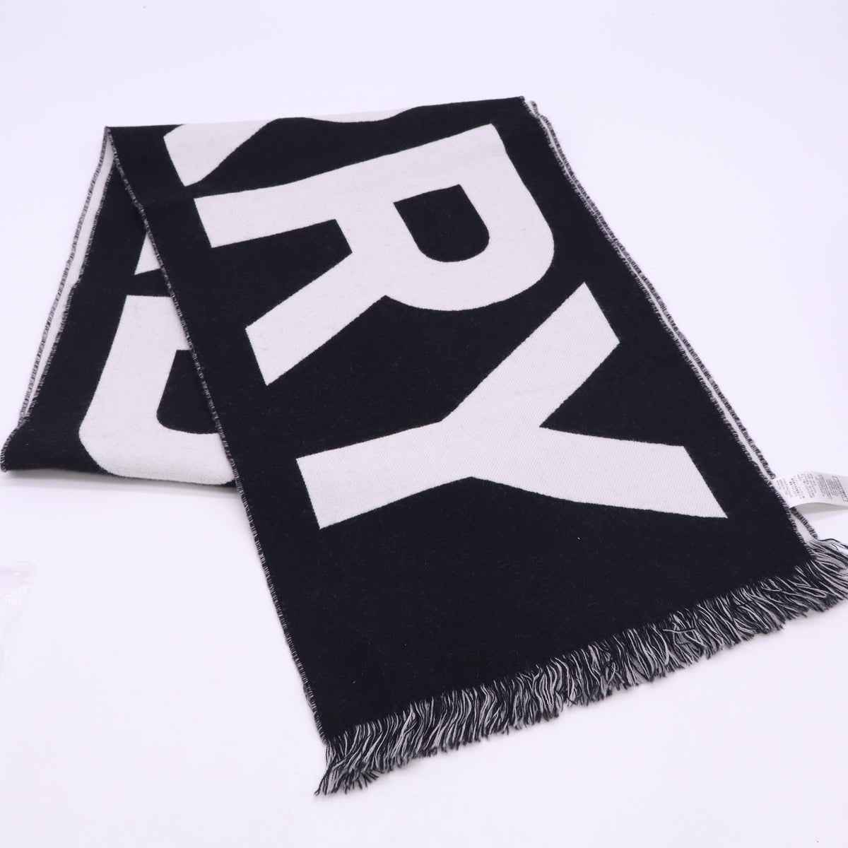 Burberry Logo Wool Jacquard Scarf Black twins W23559