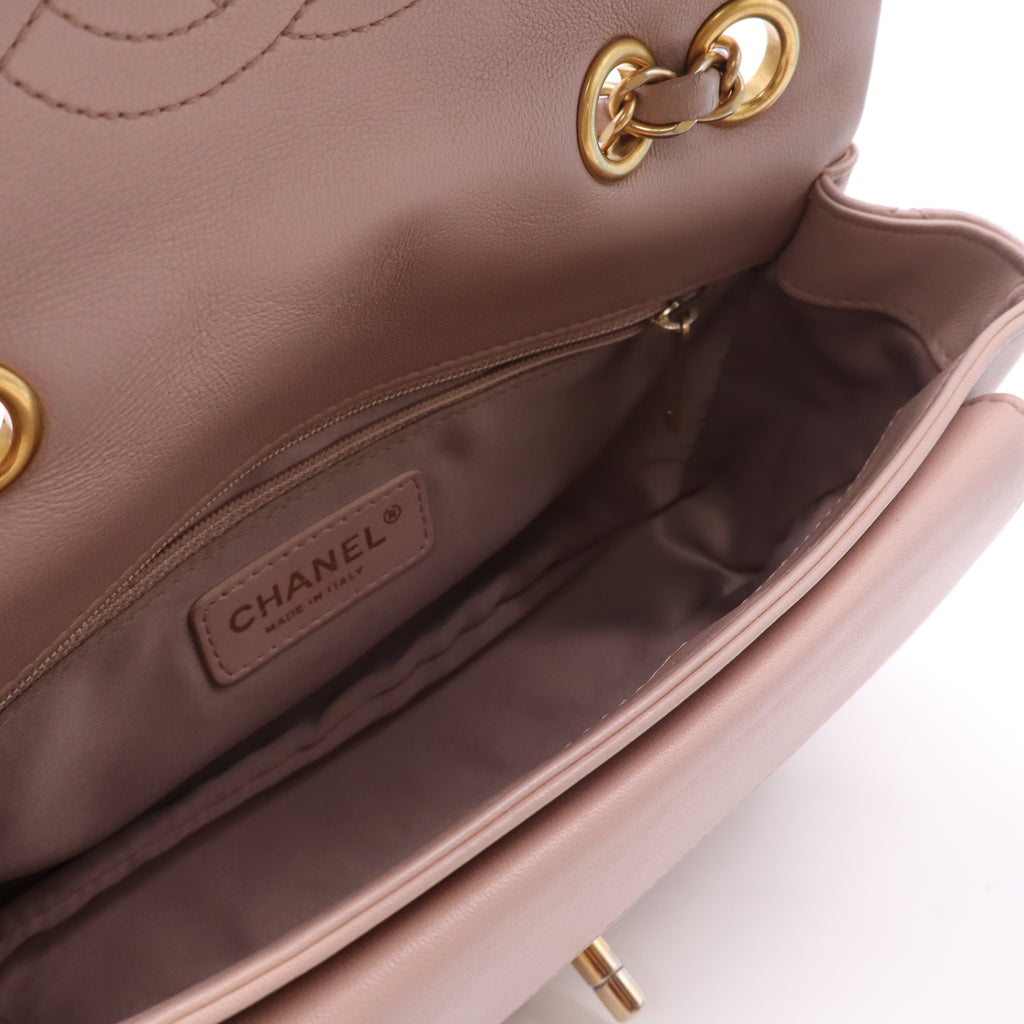 Chanel Lambskin Quilted Mini Rectangular Pearl Crush Flap Light Beige Pink twins LDZ196