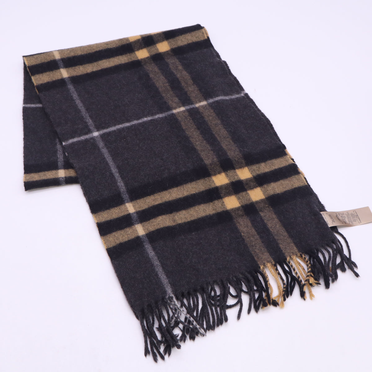Burberry The Classic Check Cashmere Scarf Charcoal twins W23557