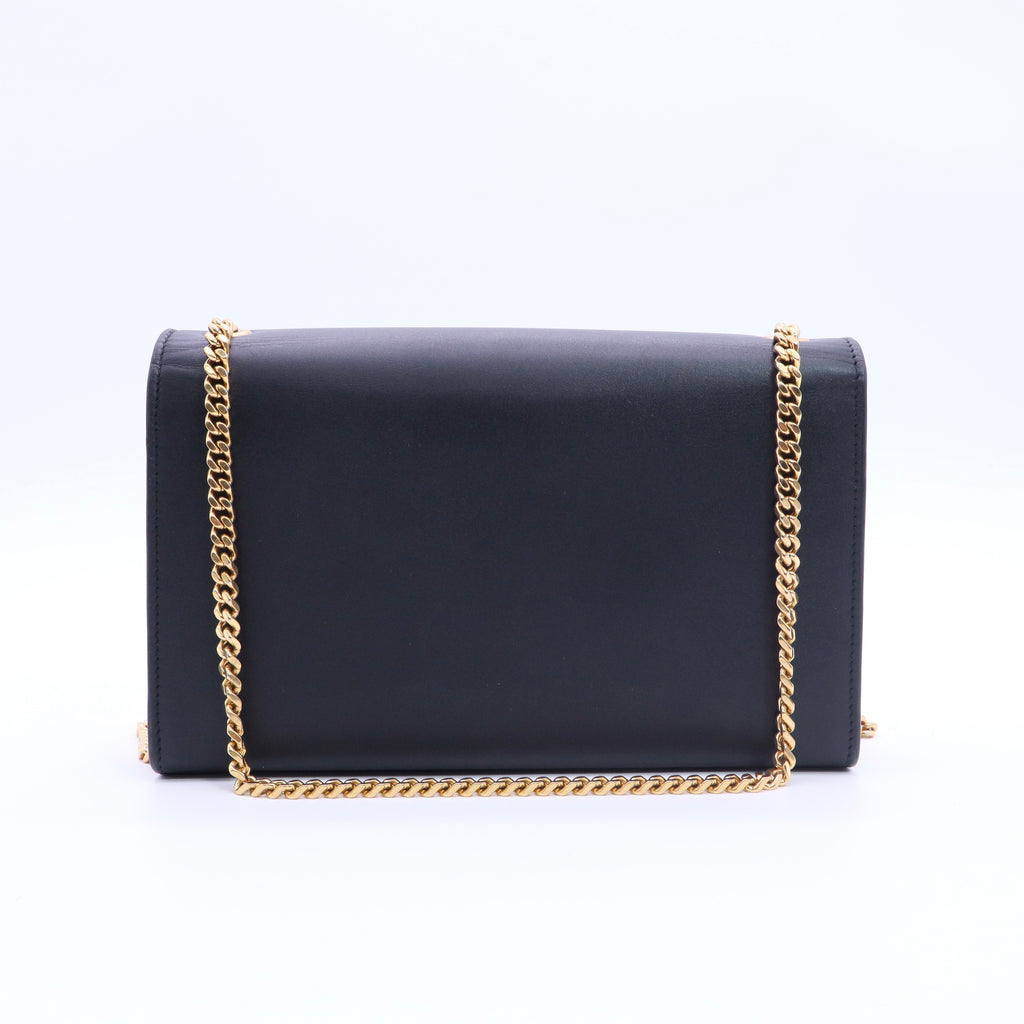 Black Leather Medium Kate Tassel Shoulder Bag twins