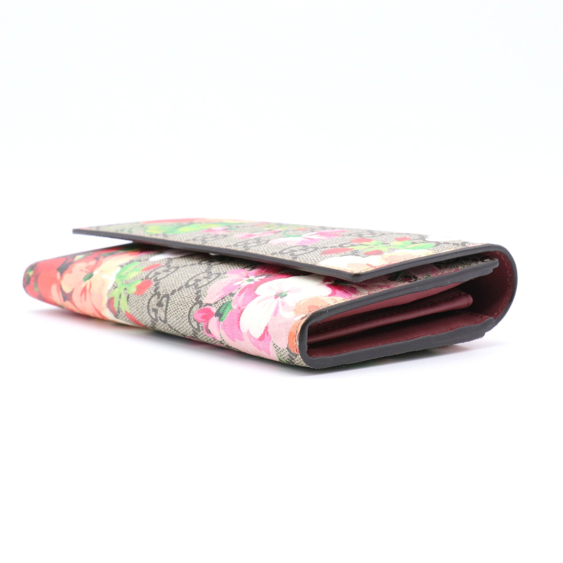 GG Supreme Monogram Blooms Continental Wallet Beige Multicolor Dry Rose
