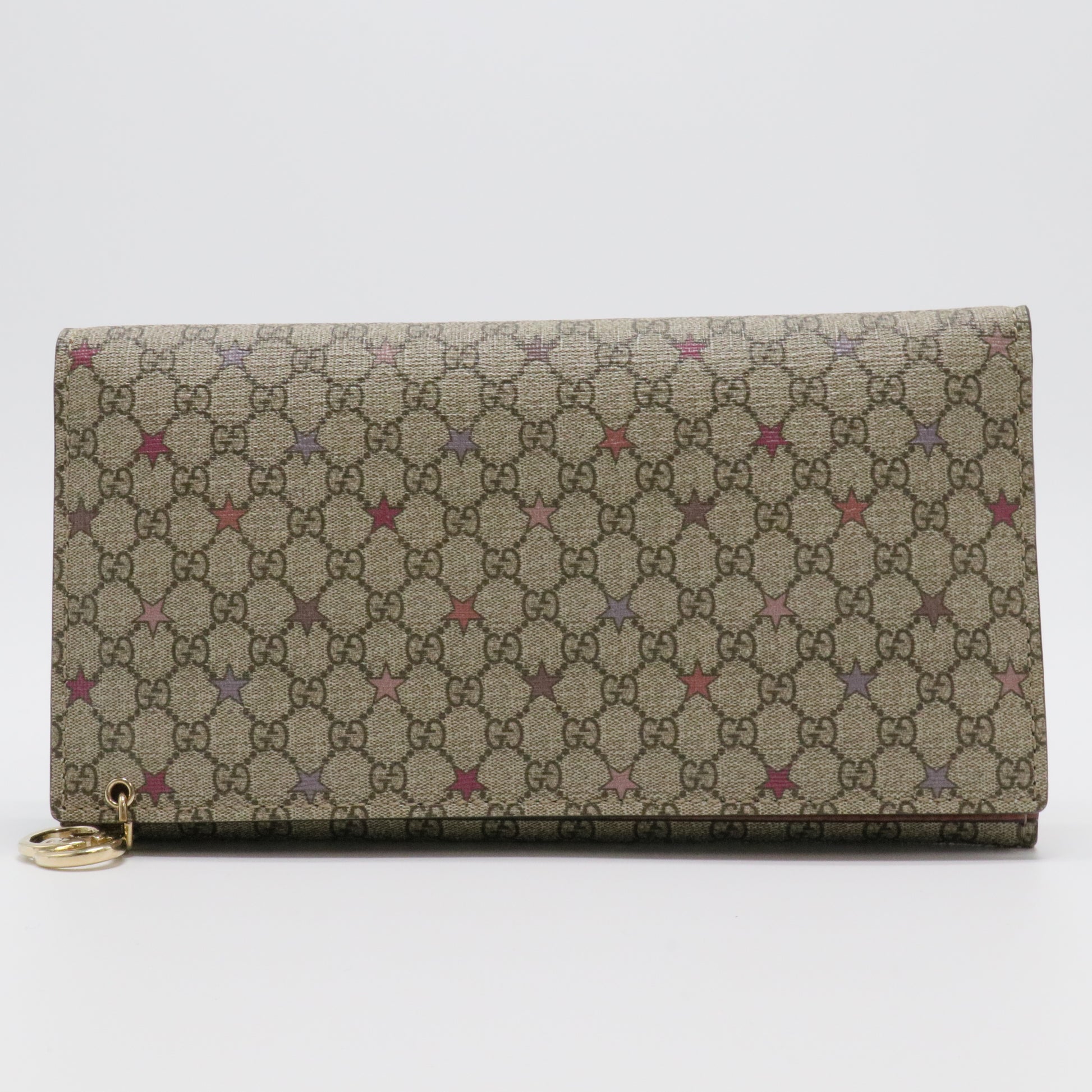 Beige/Brown GG Canvas Stars Print Continental Wallet