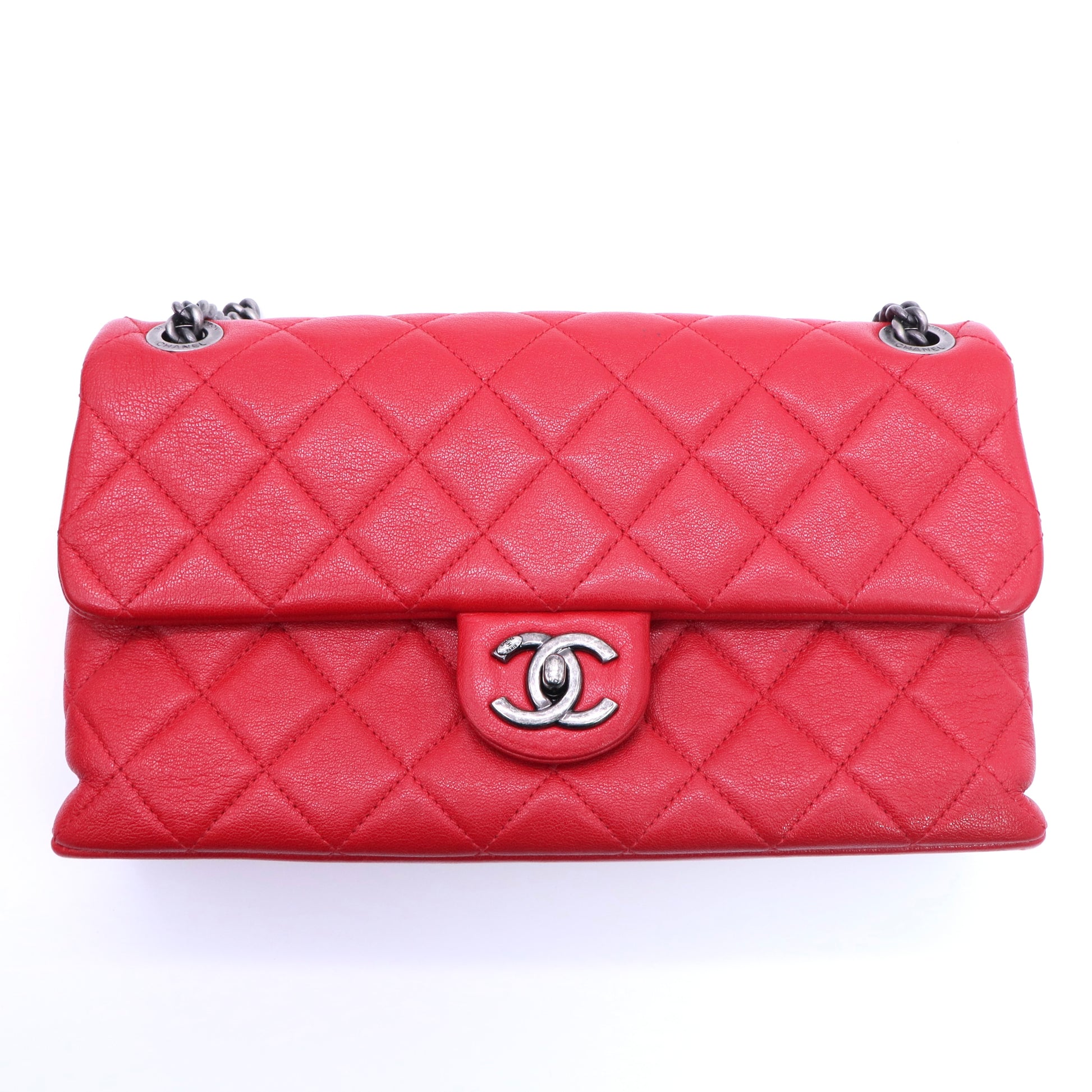 Red Caviar Leather Classic Flap Bag twins