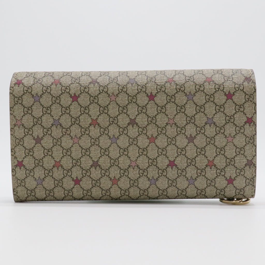 Beige/Brown GG Canvas Stars Print Continental Wallet