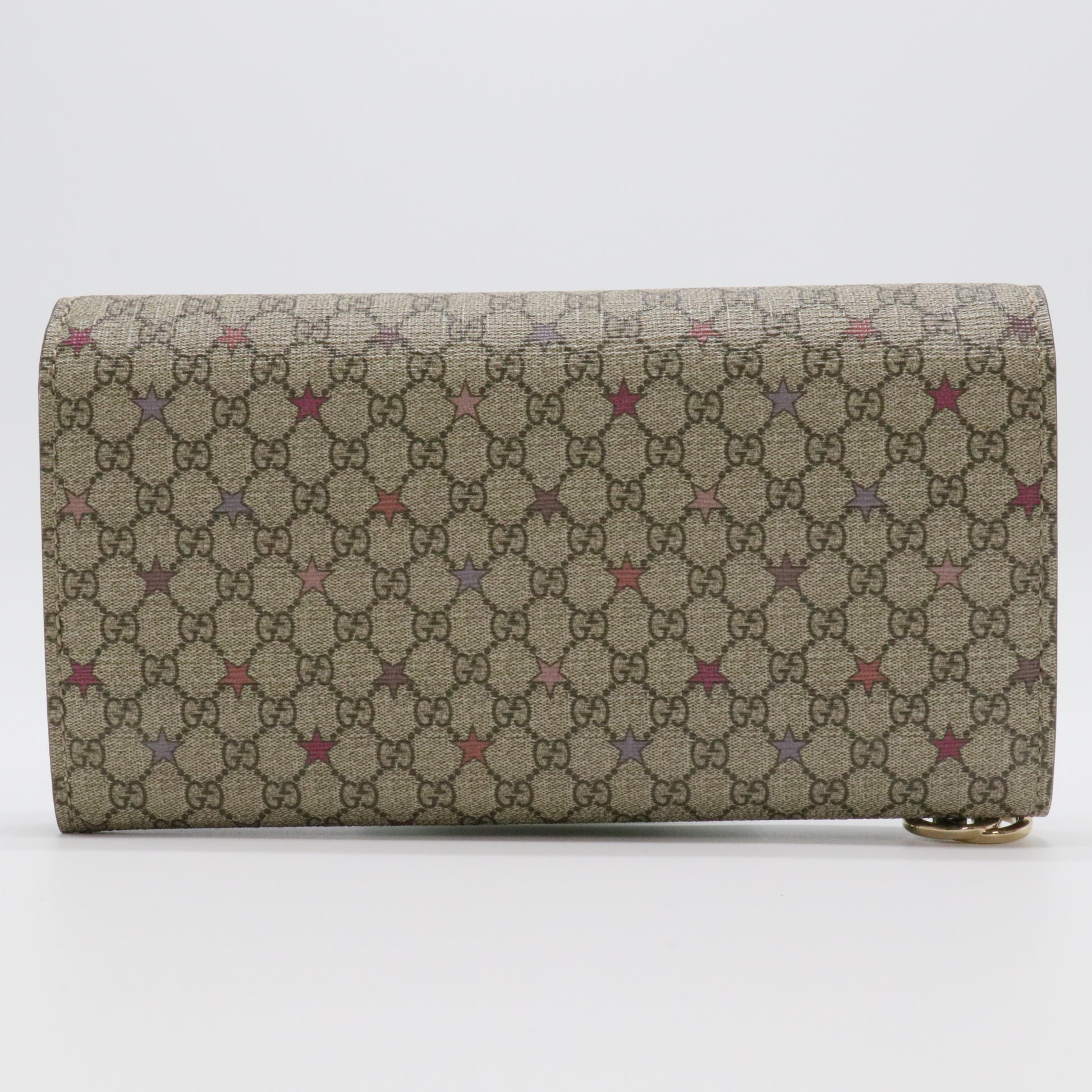 Beige/Brown GG Canvas Stars Print Continental Wallet