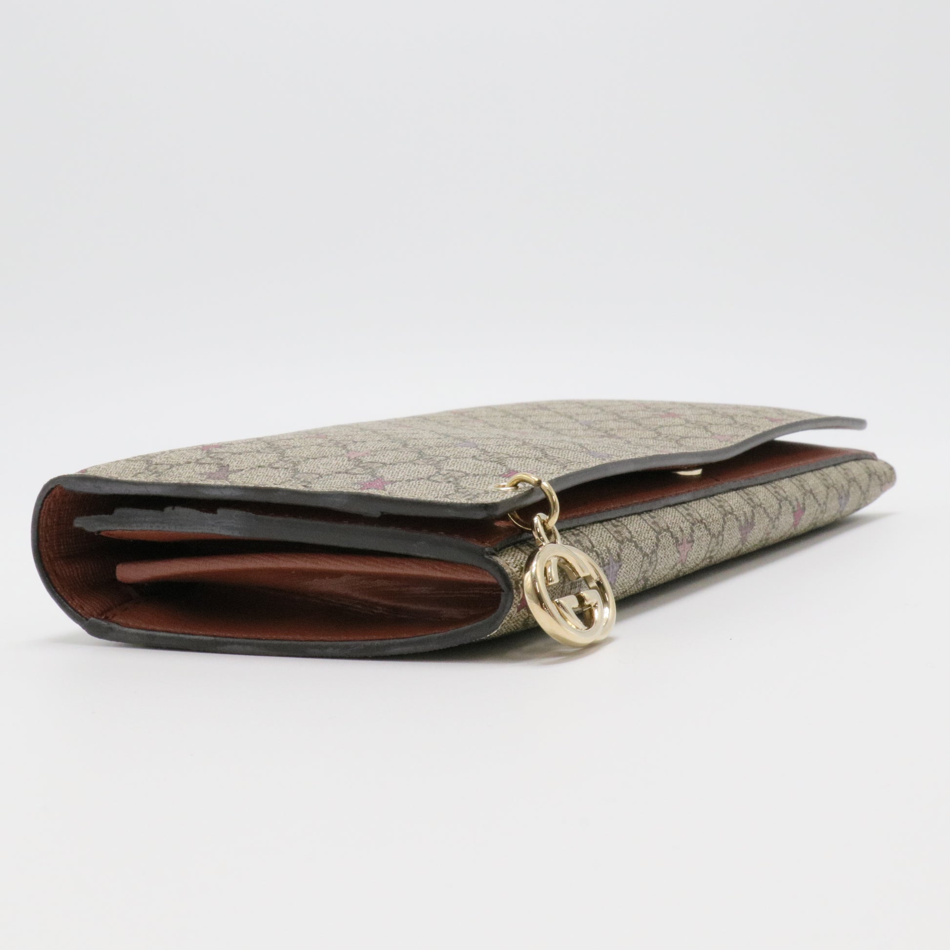 Beige/Brown GG Canvas Stars Print Continental Wallet
