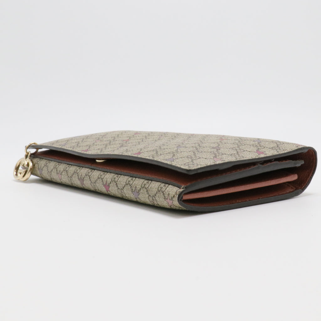 Beige/Brown GG Canvas Stars Print Continental Wallet