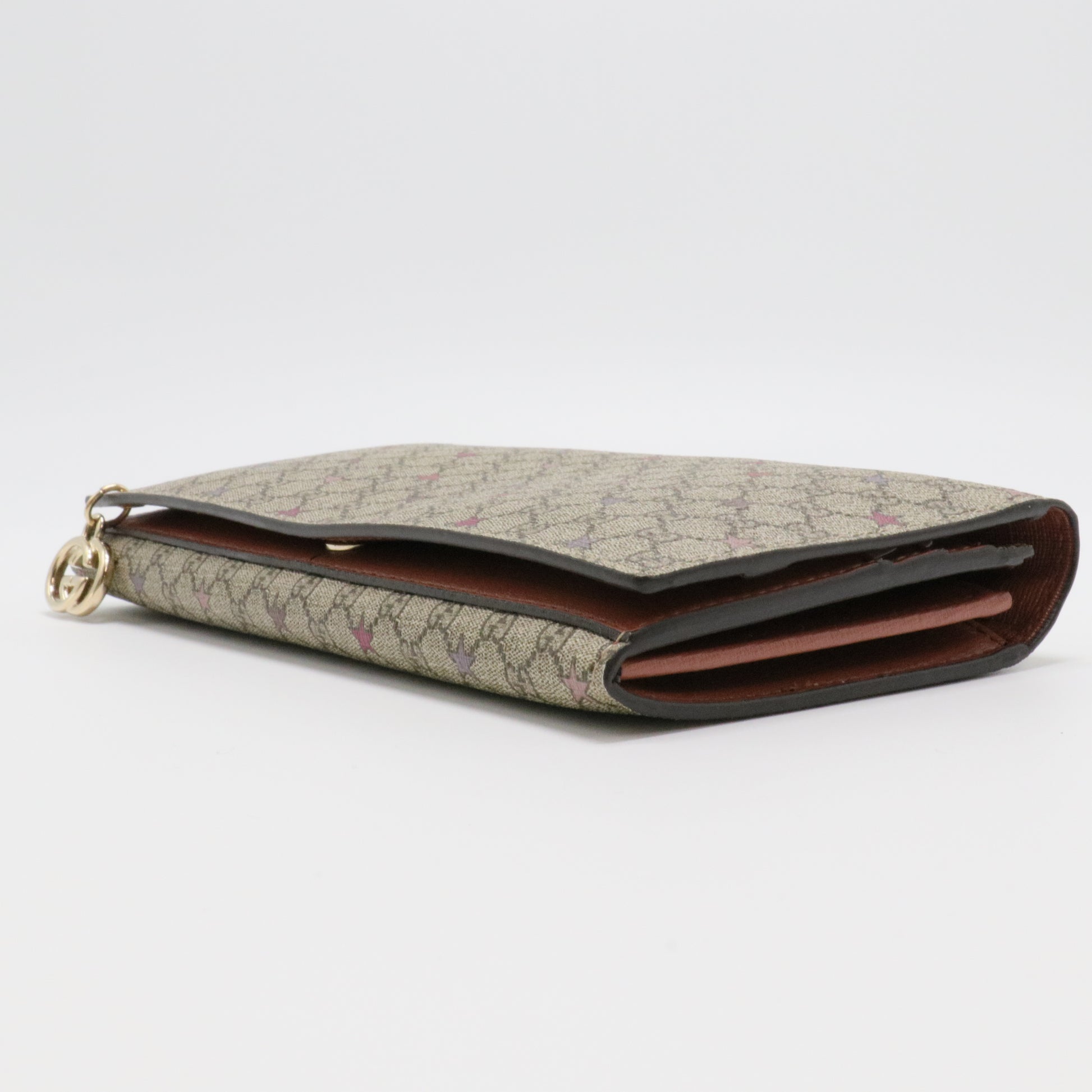 Beige/Brown GG Canvas Stars Print Continental Wallet