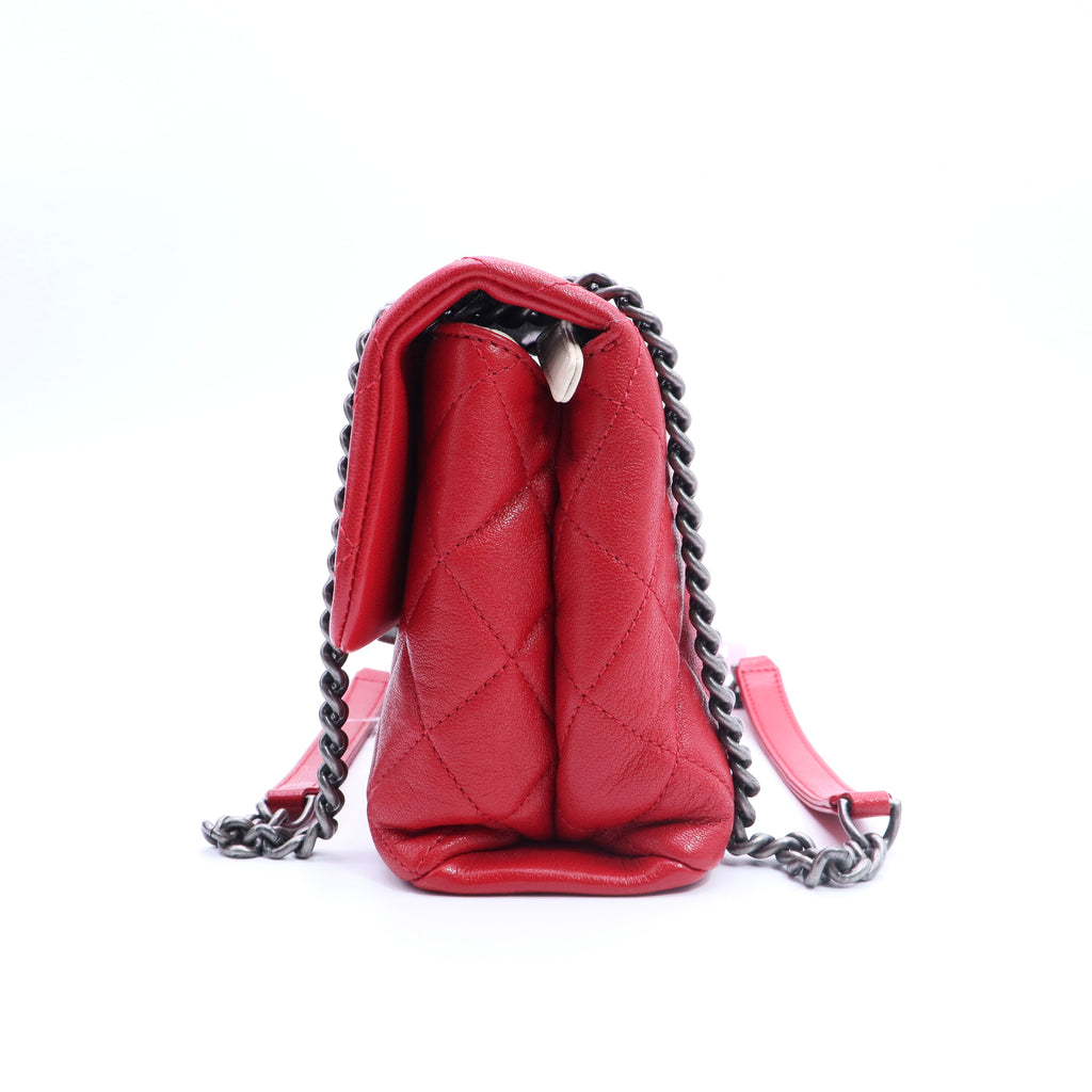 Red Caviar Leather Classic Flap Bag twins