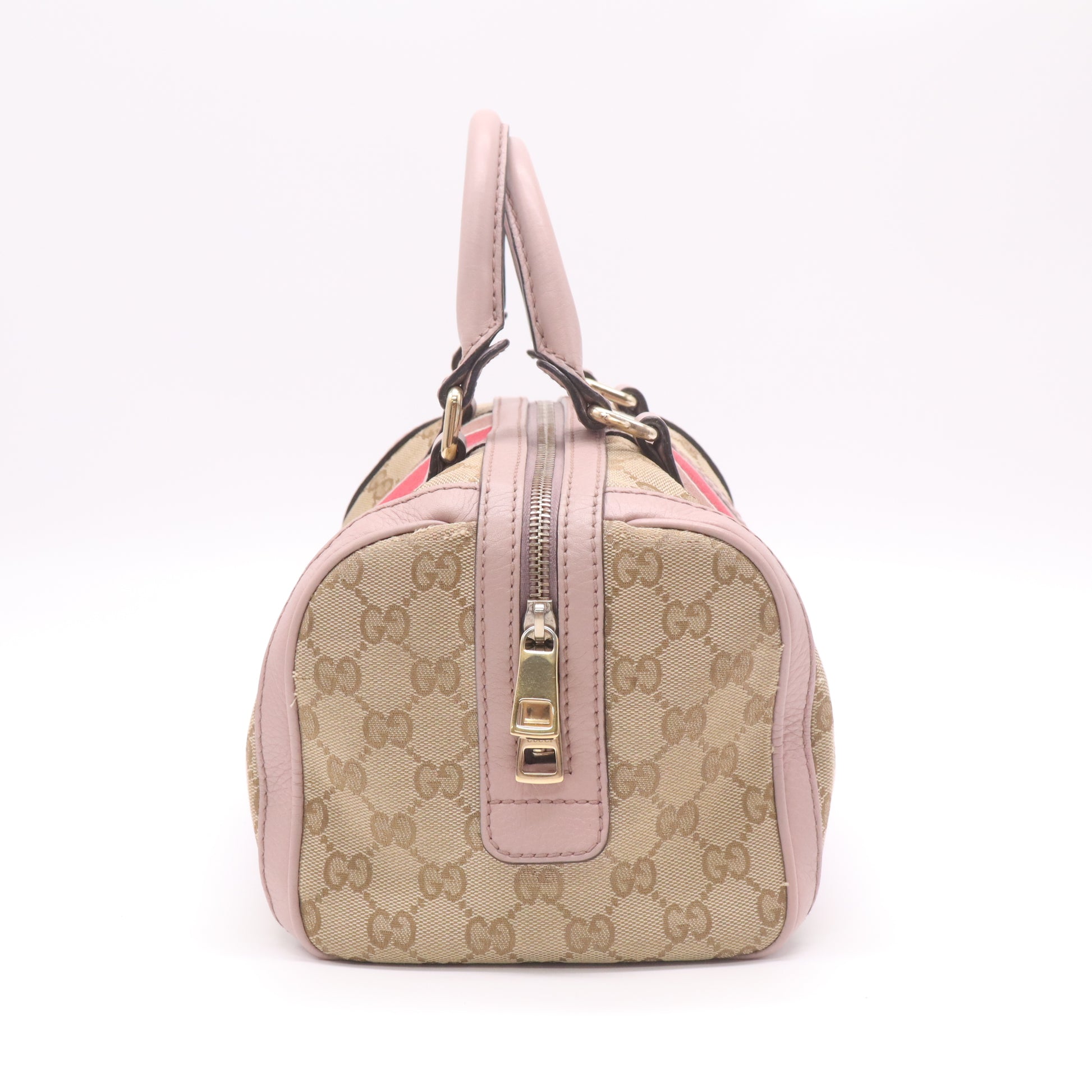 Gucci Beige/Pink GG Canvas Vintage Web Small Joy Boston Bag w/Strap twins B22953