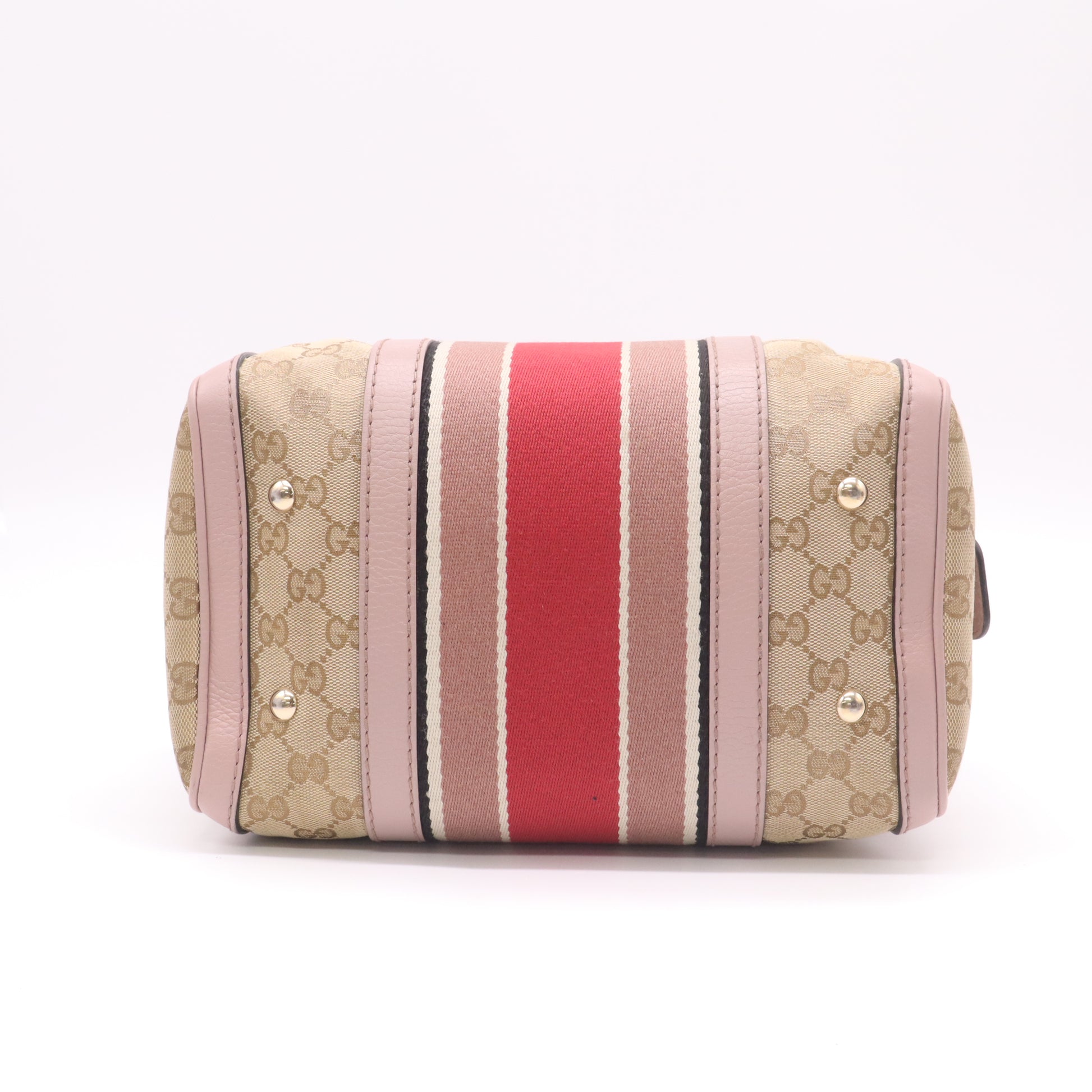 Gucci Beige/Pink GG Canvas Vintage Web Small Joy Boston Bag w/Strap twins B22953
