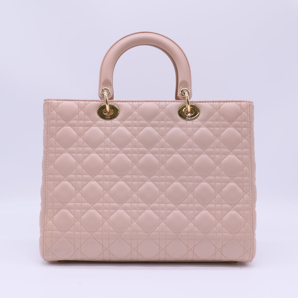 Christian Dior Large Lady Dior Bag in Powder Pink Cannage Lambskin B22469