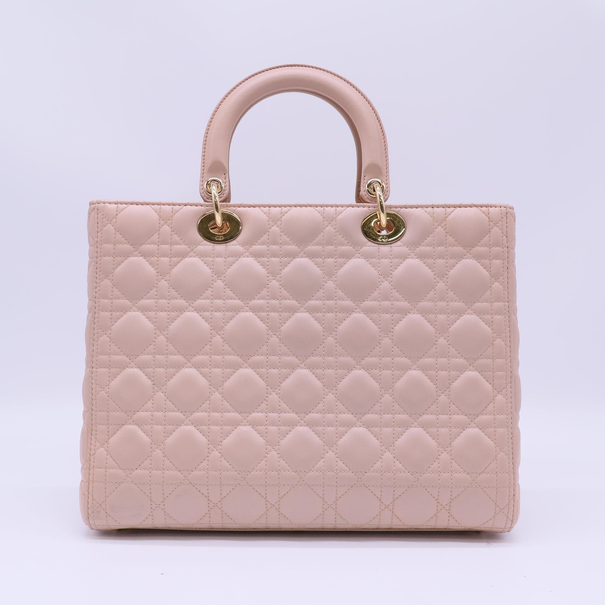 Christian Dior Large Lady Dior Bag in Powder Pink Cannage Lambskin B22469