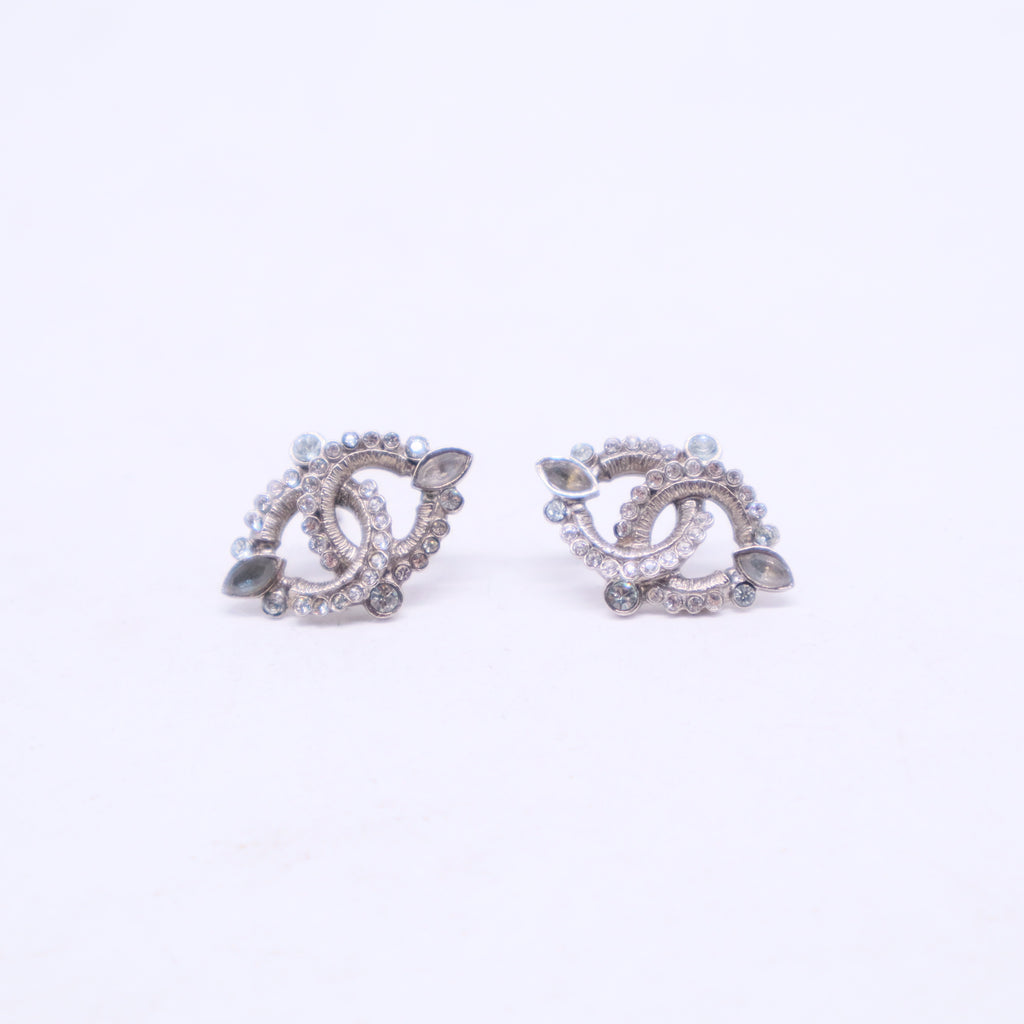 Chanel Silver CC Crystals Earrings W20582