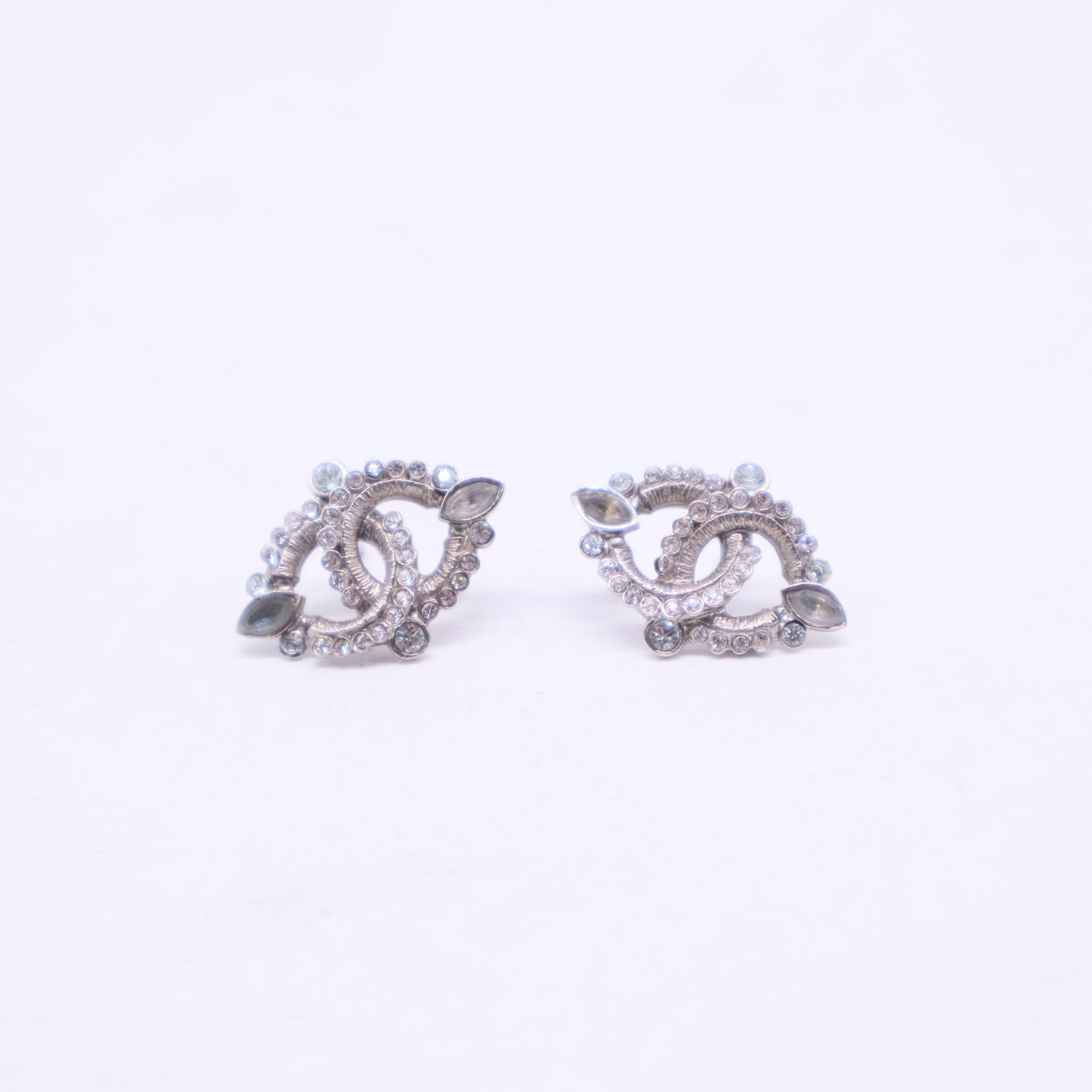 Chanel Silver CC Crystals Earrings W20582