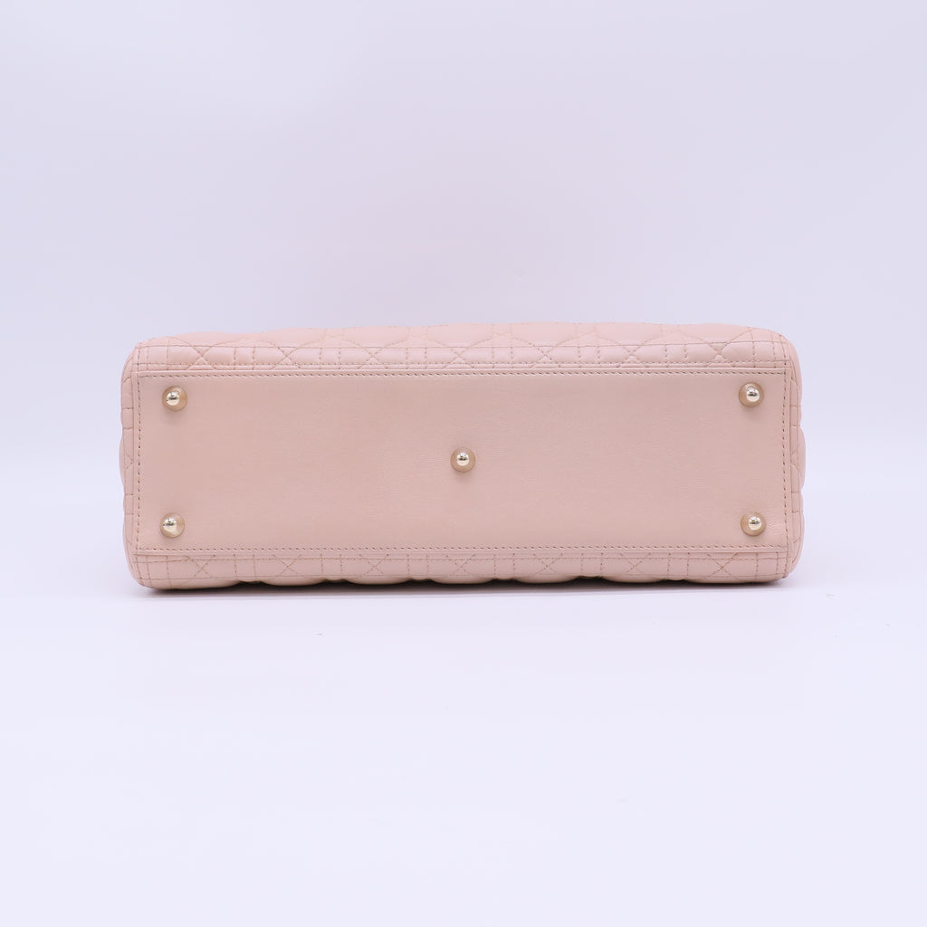 Christian Dior Large Lady Dior Bag in Powder Pink Cannage Lambskin B22469