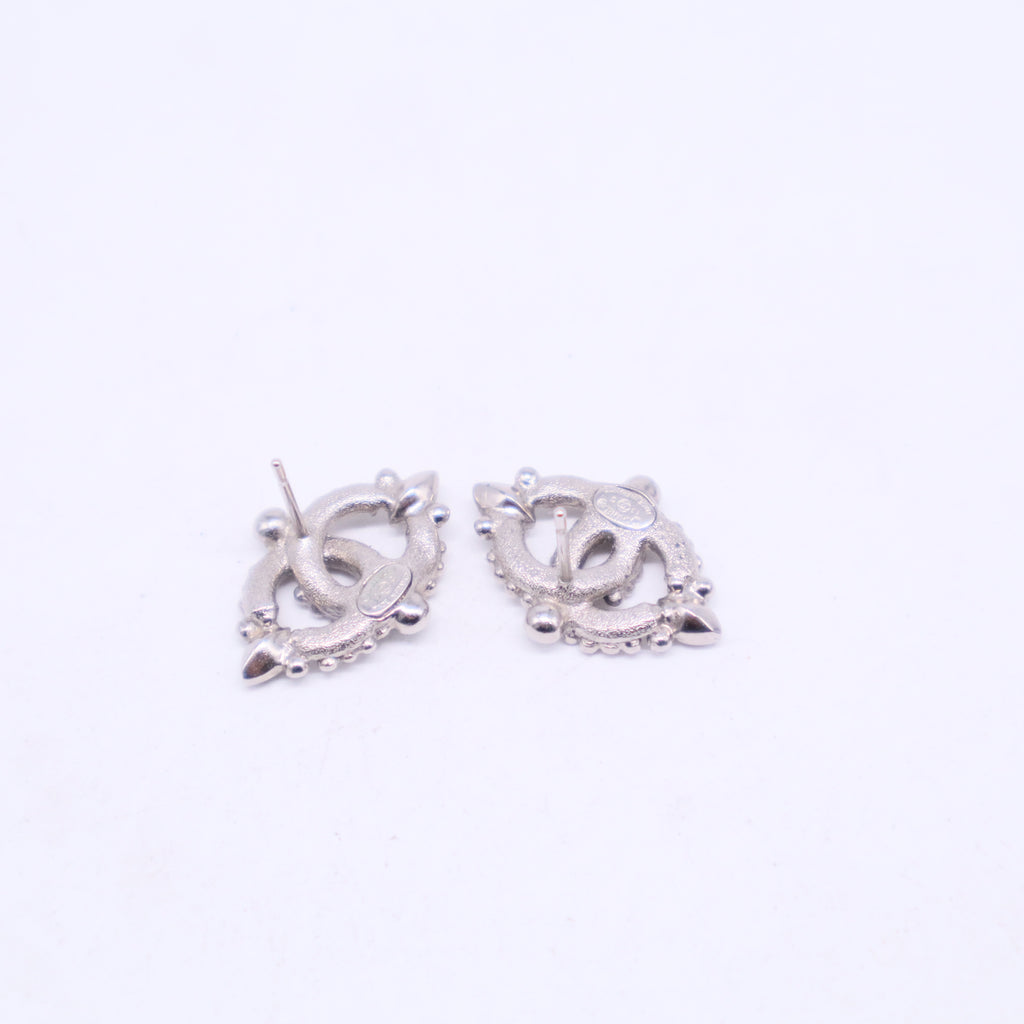 Chanel Silver CC Crystals Earrings W20582