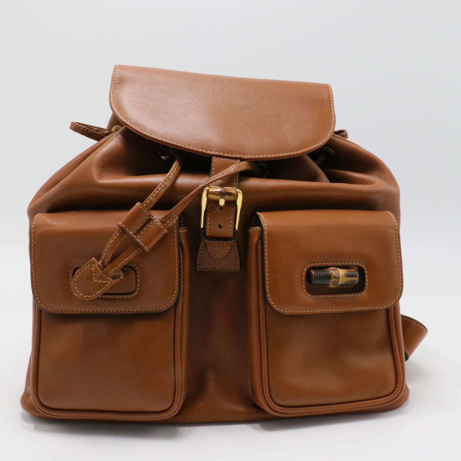Bamboo Tassel Backpack Leather Medium