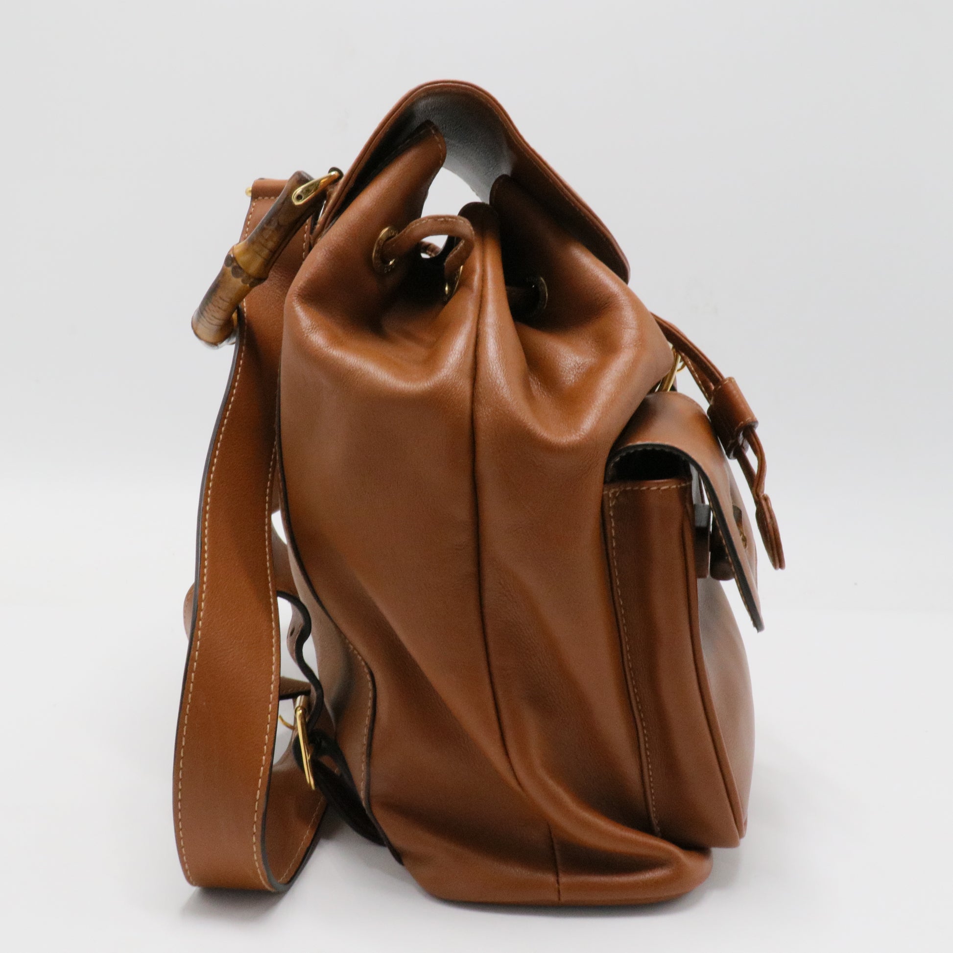 Bamboo Tassel Backpack Leather Medium