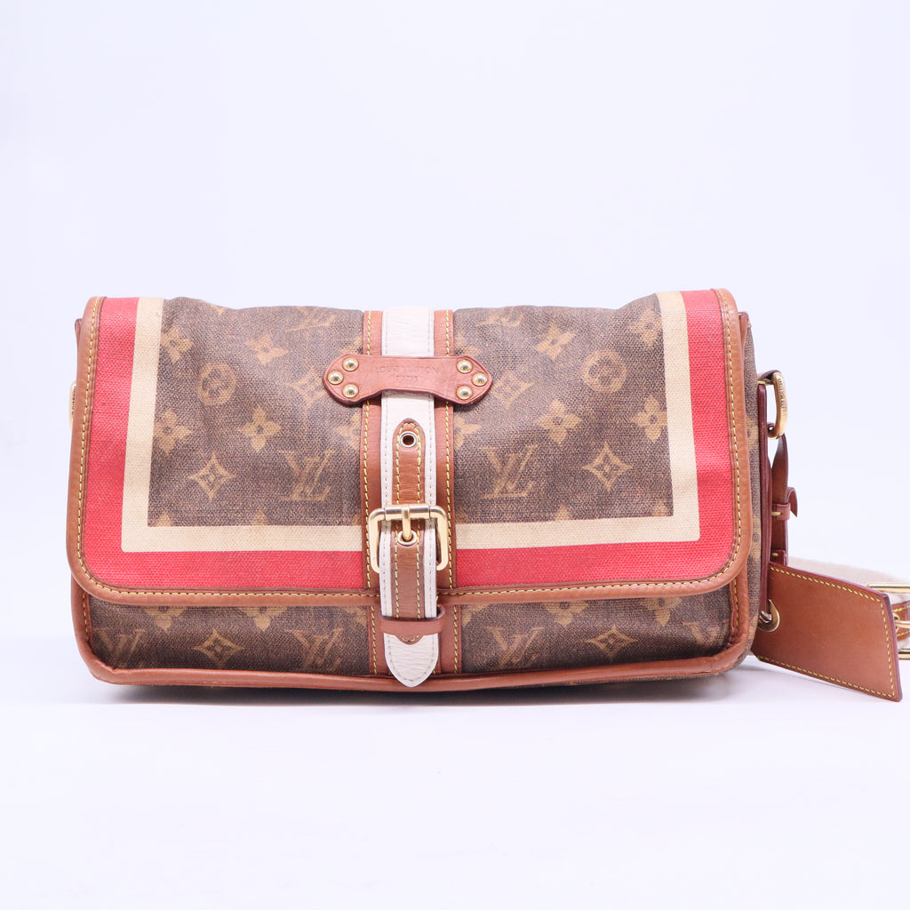 Monogram Rayures Tisse Clutch Red