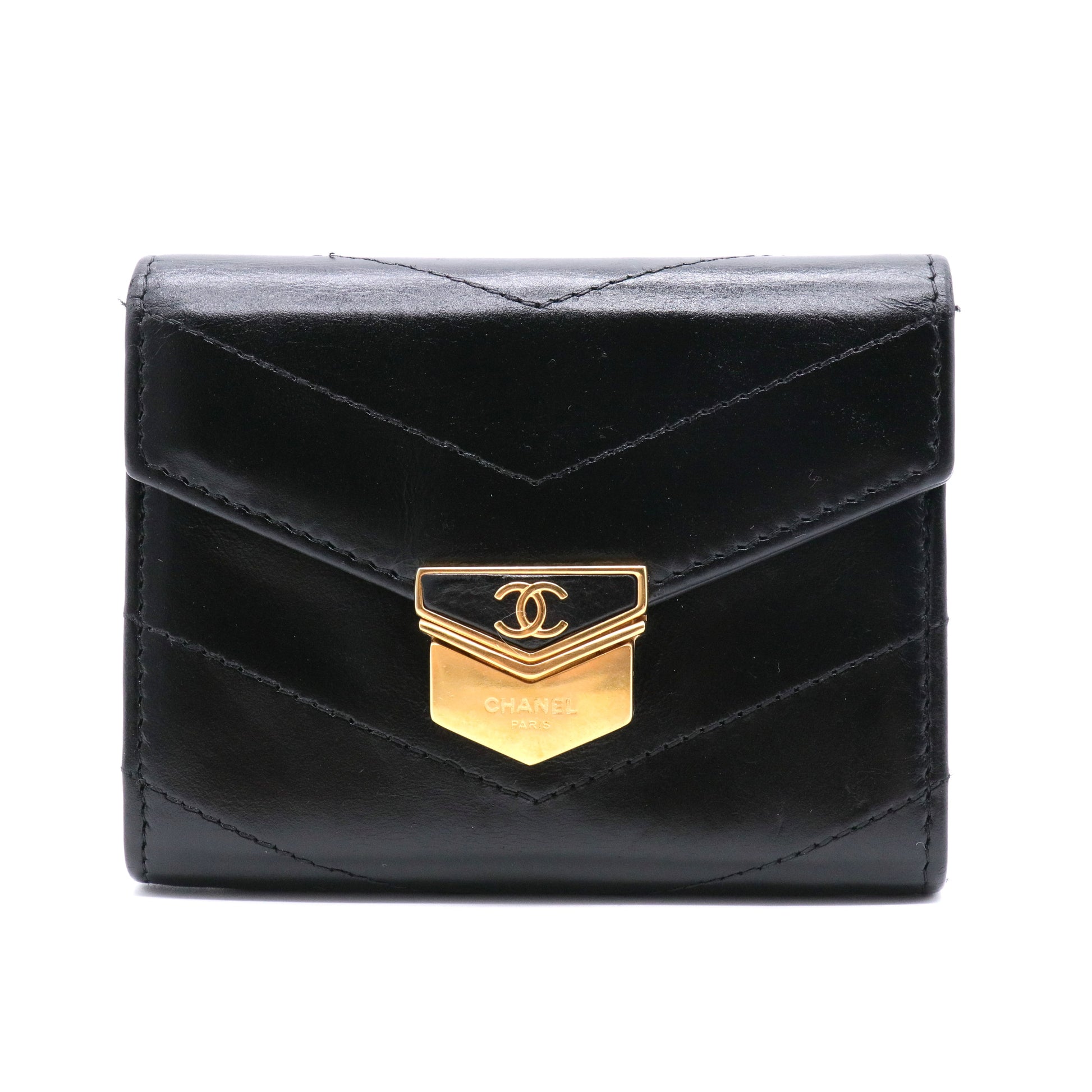 Classic Flap Wallet Black Calf  Leather GISEL