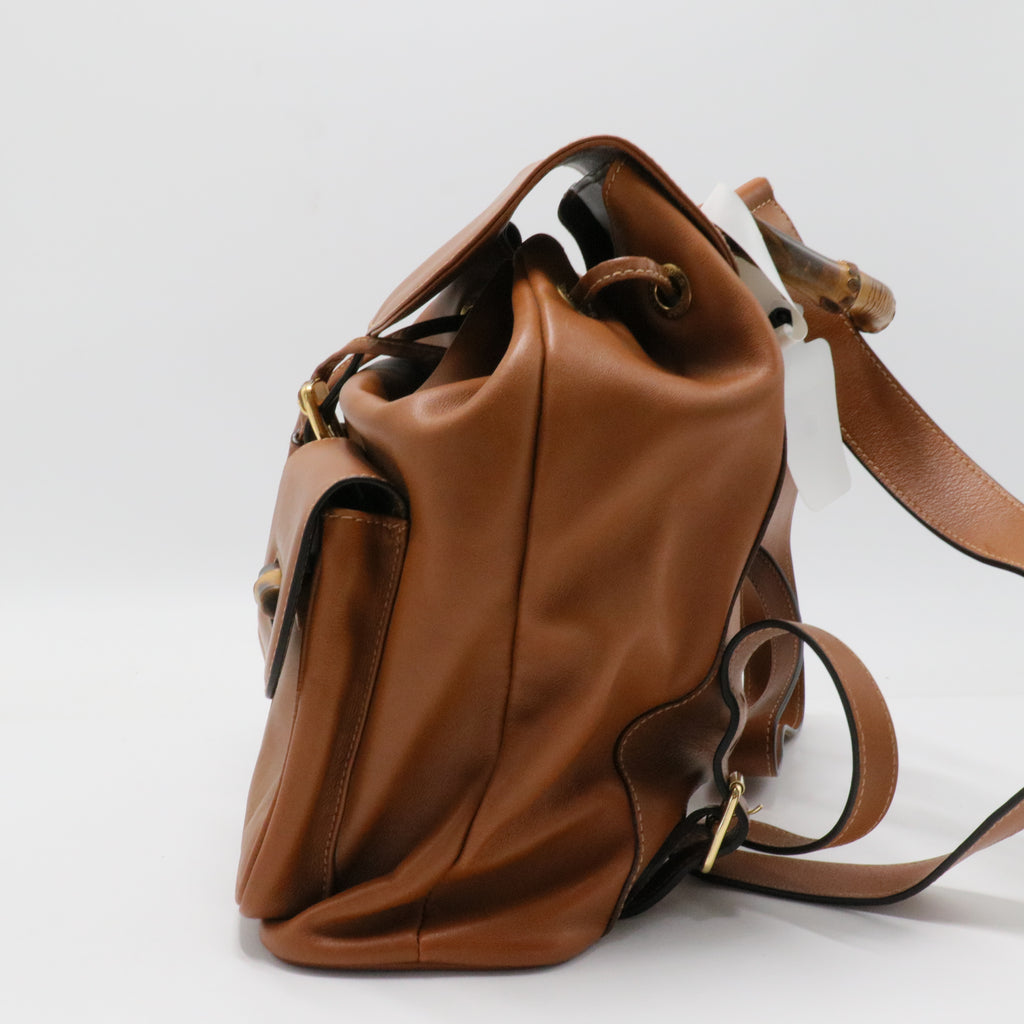 Bamboo Tassel Backpack Leather Medium