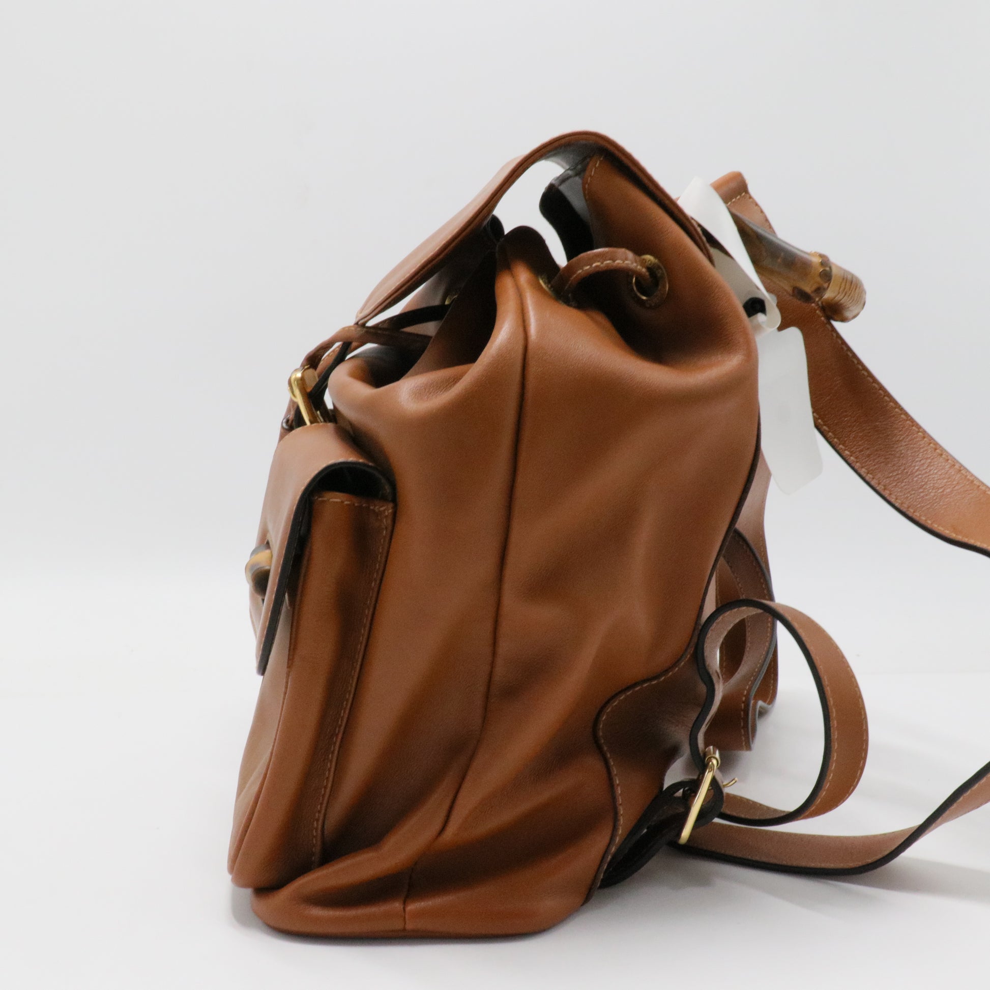 Bamboo Tassel Backpack Leather Medium