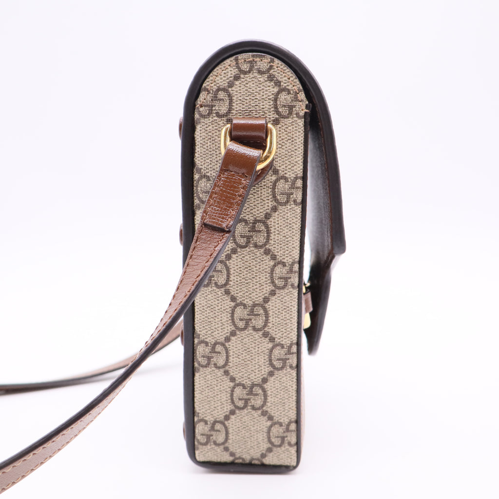 Horsebit 1955 Crossbody Bag GG Coated Canvas with Leather Mini Gisel