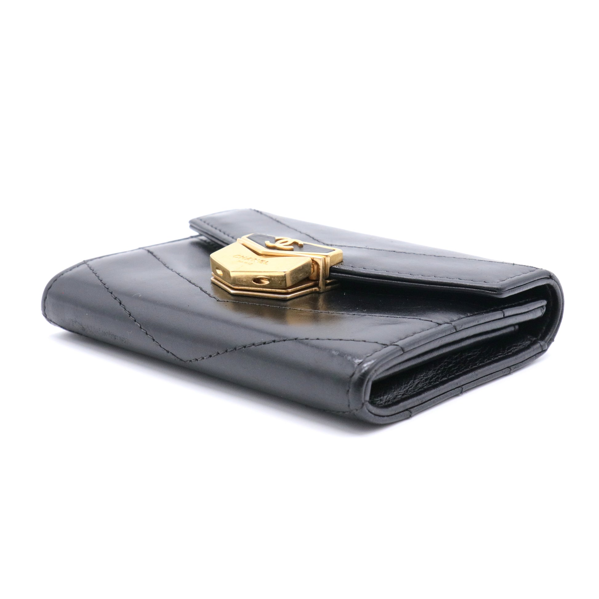 Classic Flap Wallet Black Calf  Leather GISEL