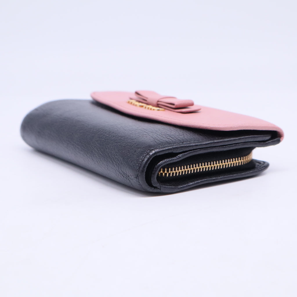 PINK Leather Bow Flap Continental Wallet W20520
