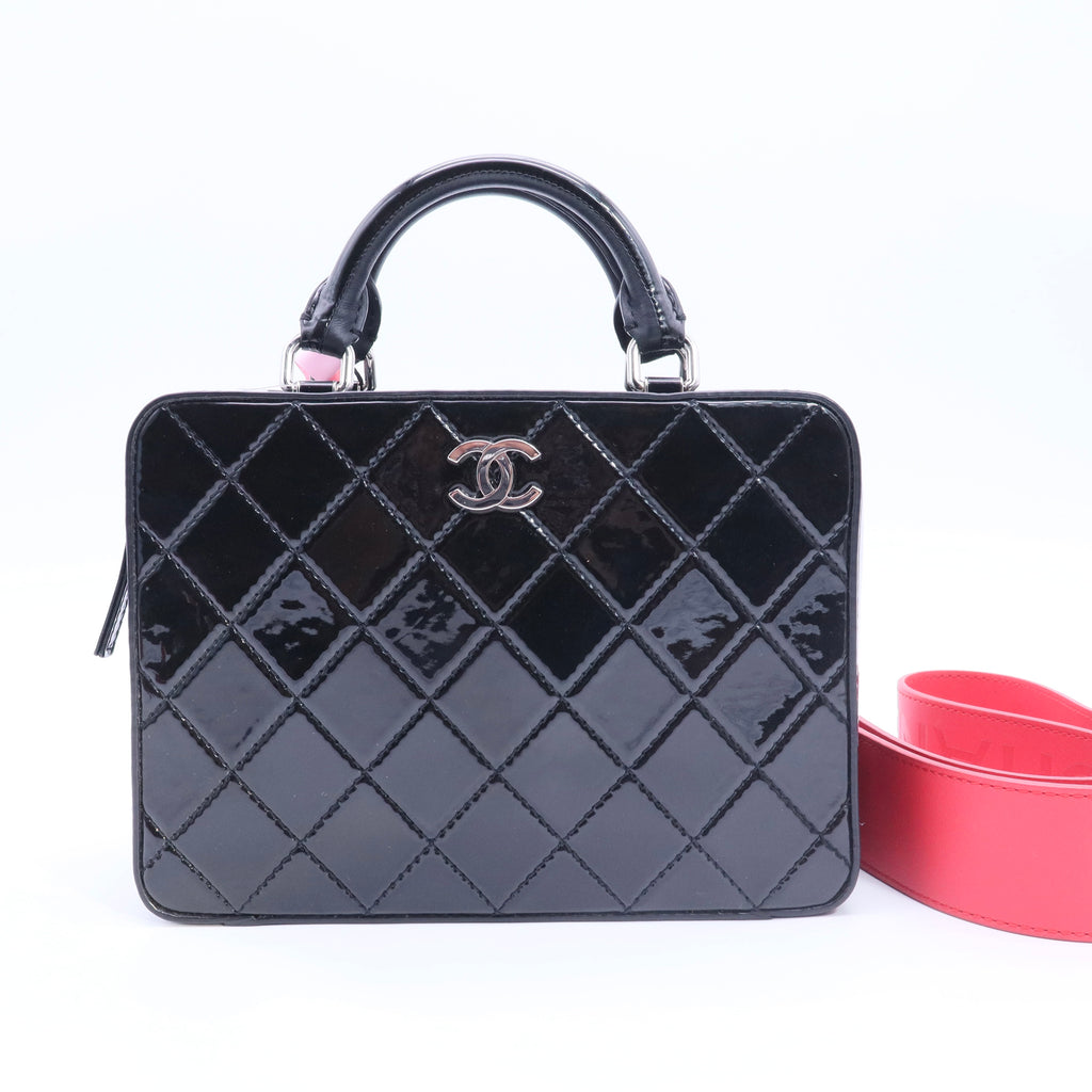 Patent Quilted Travel Kit Vanity Case Black twins