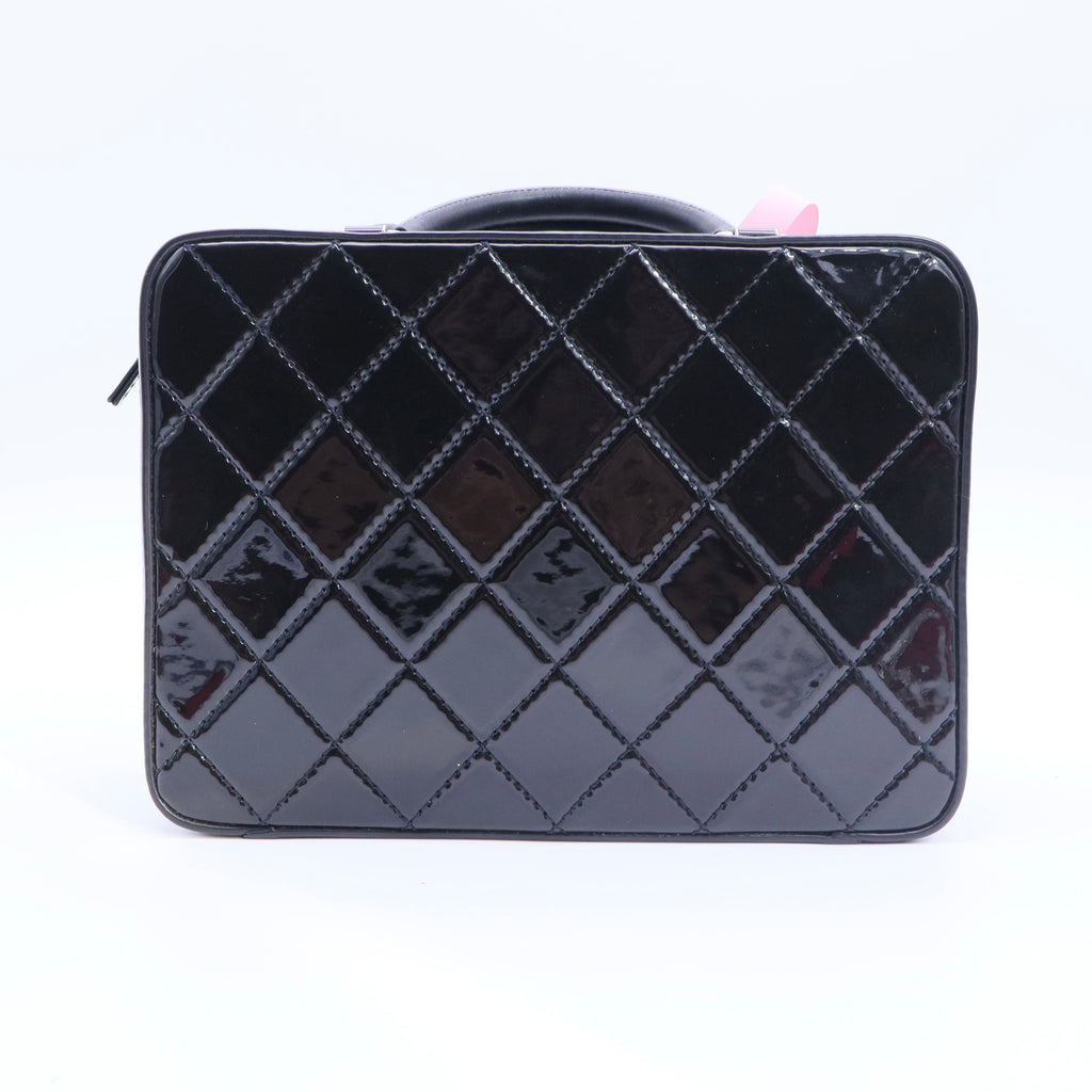 Patent Quilted Travel Kit Vanity Case Black twins