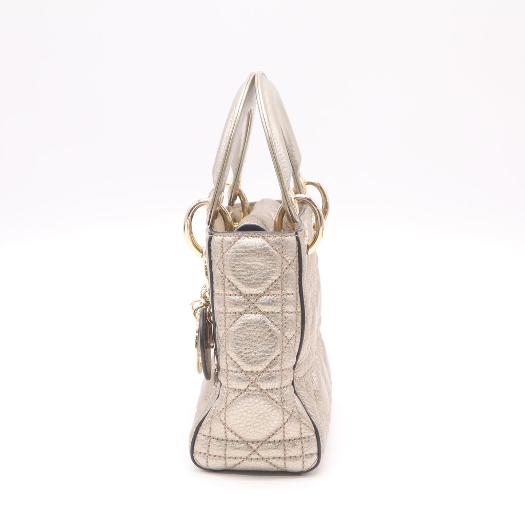 Christian Dior Metallic Lambskin Cannage Small My ABCDior Lady Dior Gold twins B22977