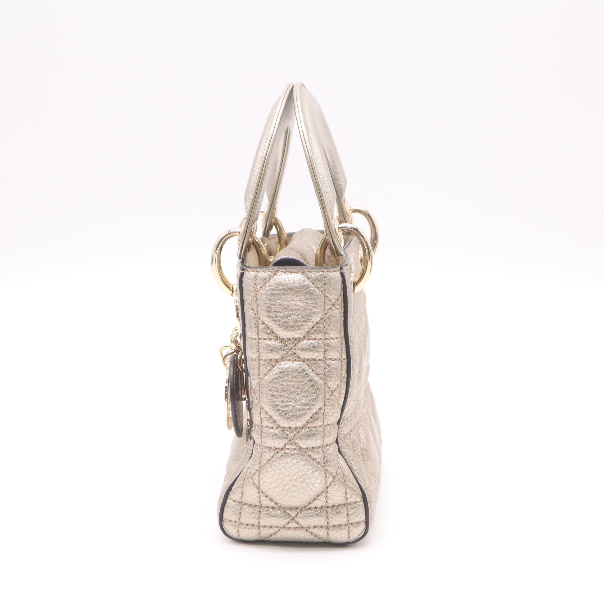 Christian Dior Metallic Lambskin Cannage Small My ABCDior Lady Dior Gold twins B22977