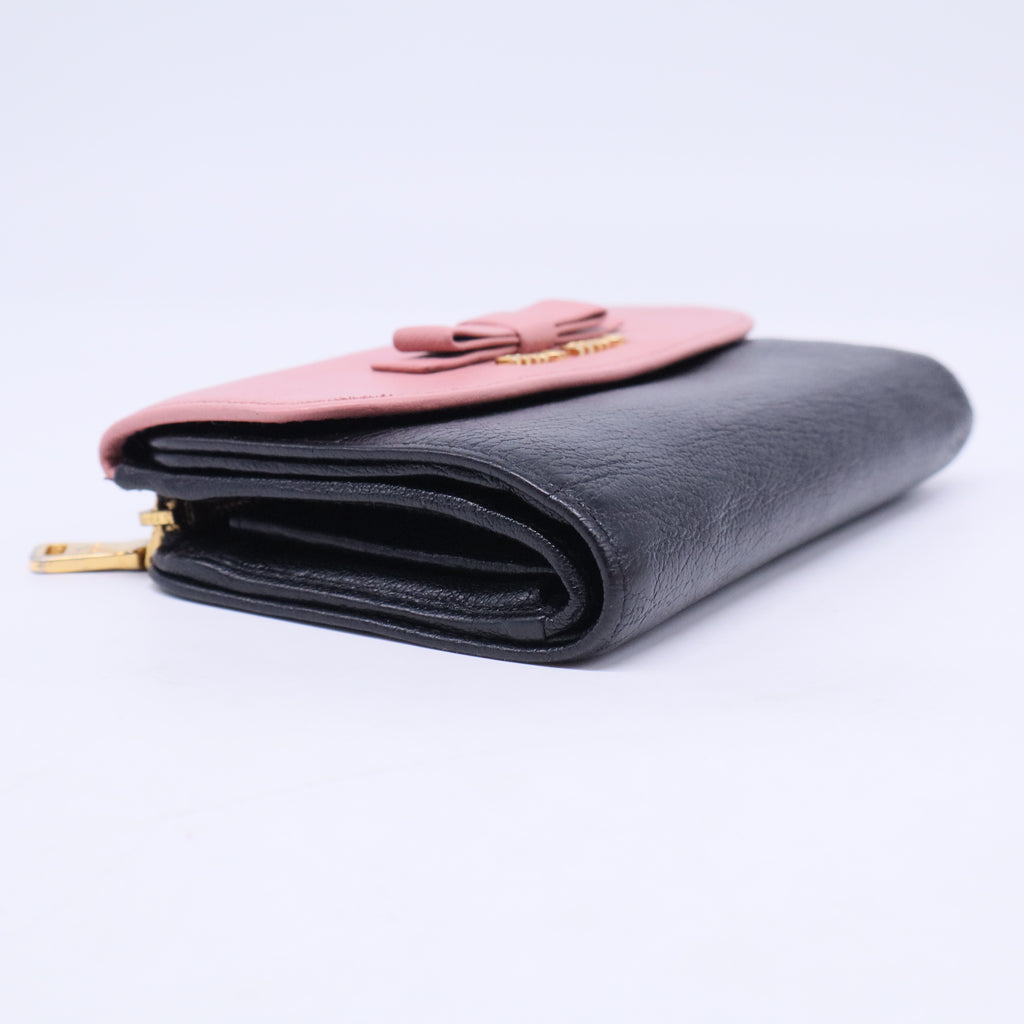 PINK Leather Bow Flap Continental Wallet W20520
