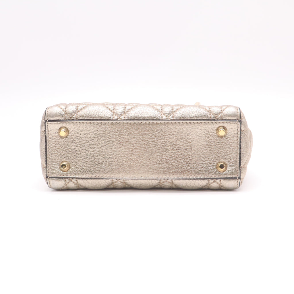 Christian Dior Metallic Lambskin Cannage Small My ABCDior Lady Dior Gold twins B22977