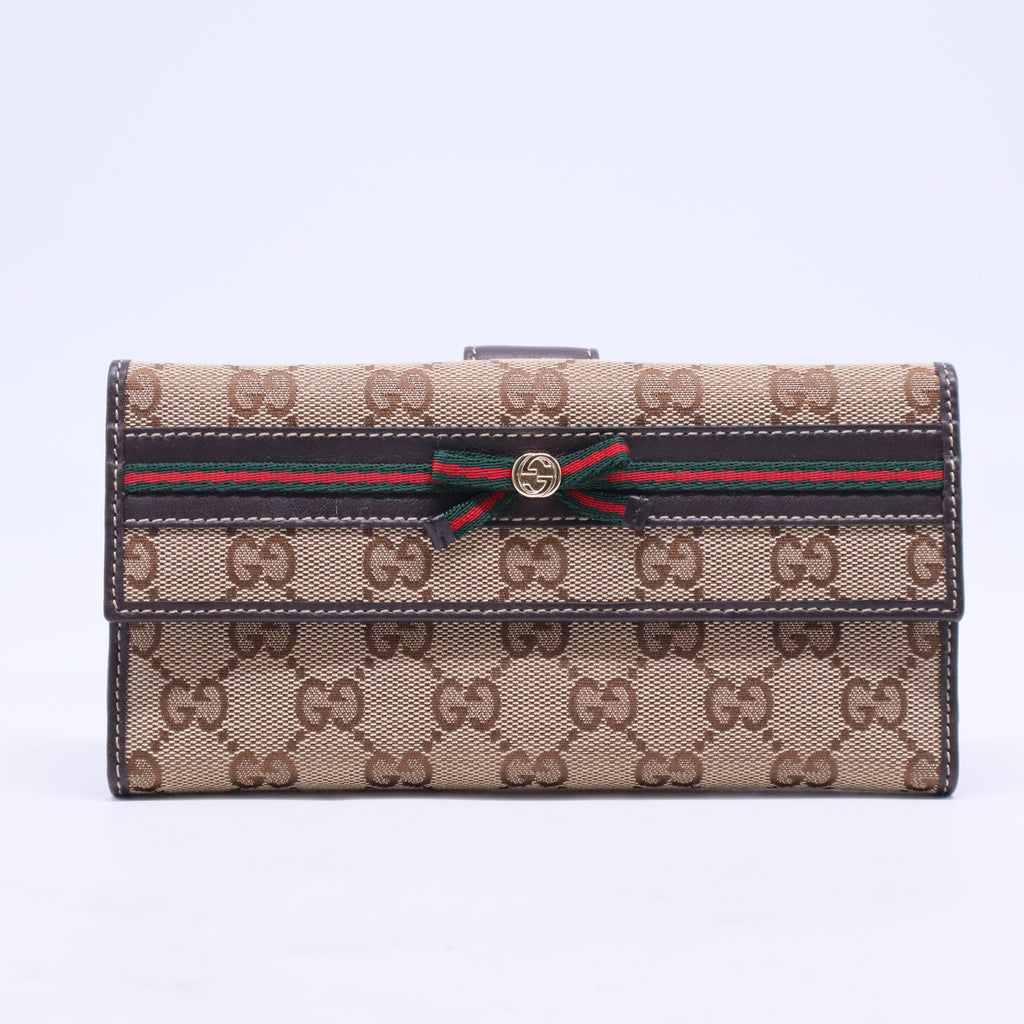 Princy brown monogram canvas and leather long wallet W20612