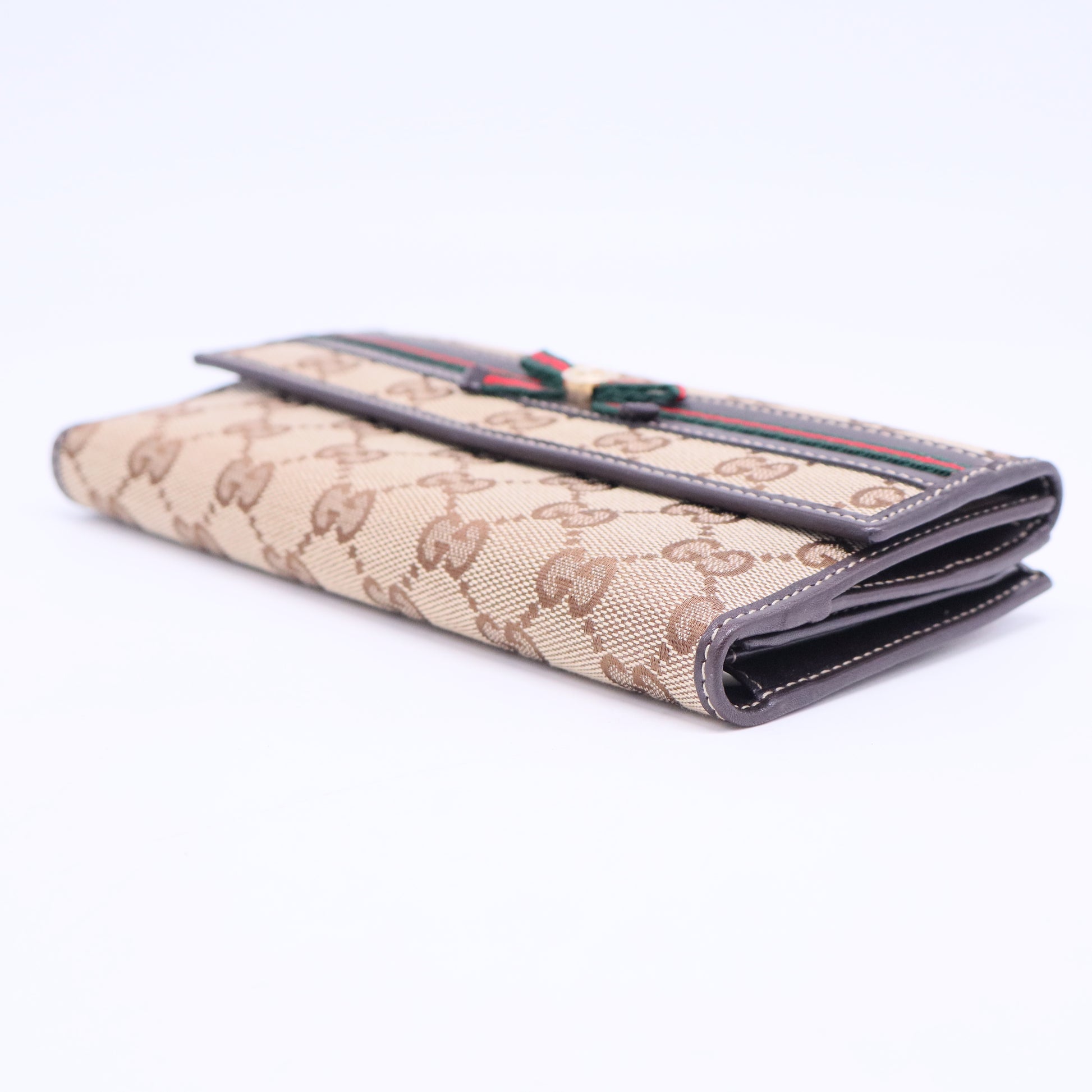 Princy brown monogram canvas and leather long wallet W20612