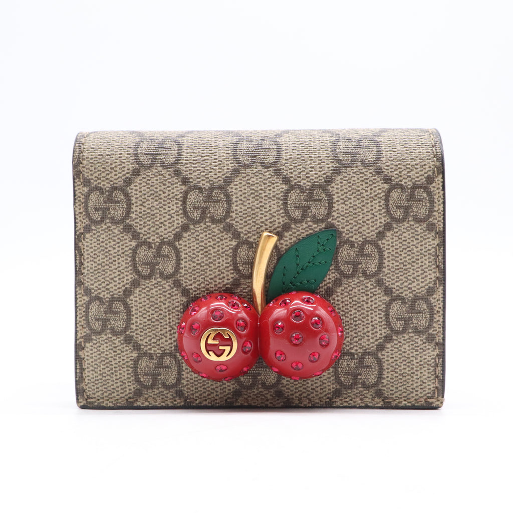 Gucci Cherry GG Supreme Card Case Wallet W21224