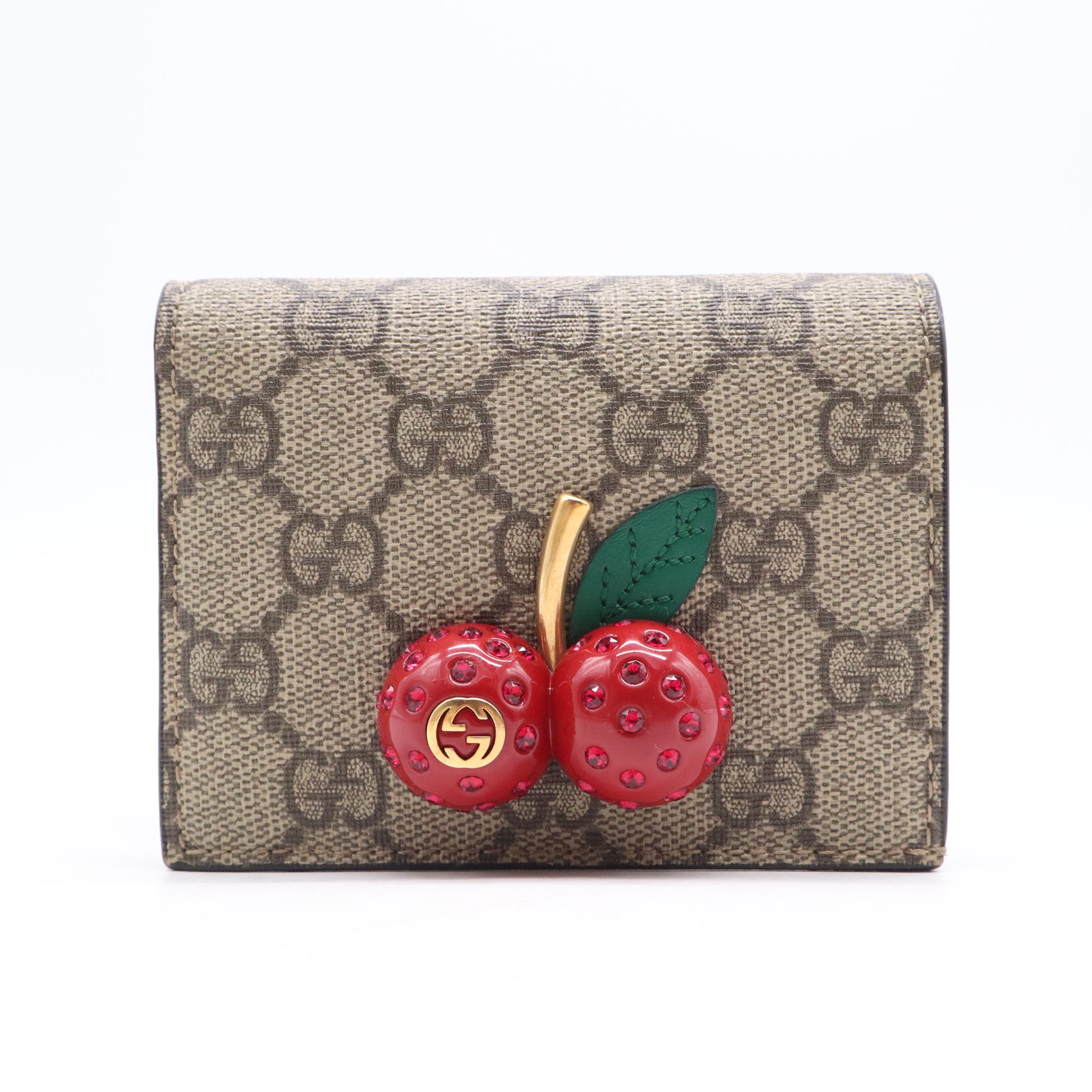 Gucci Cherry GG Supreme Card Case Wallet W21224