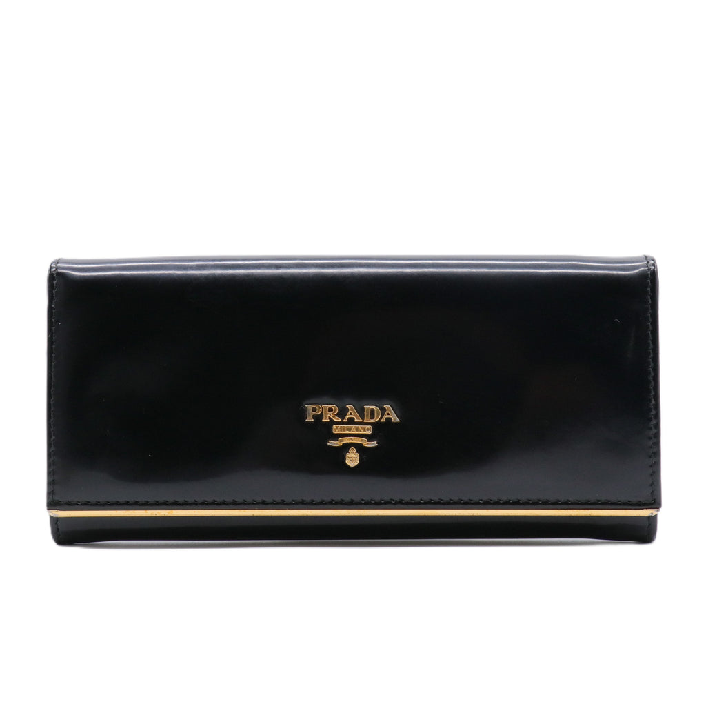 Spazzolato Metal Bar Flap Wallet Nero Black GISEL