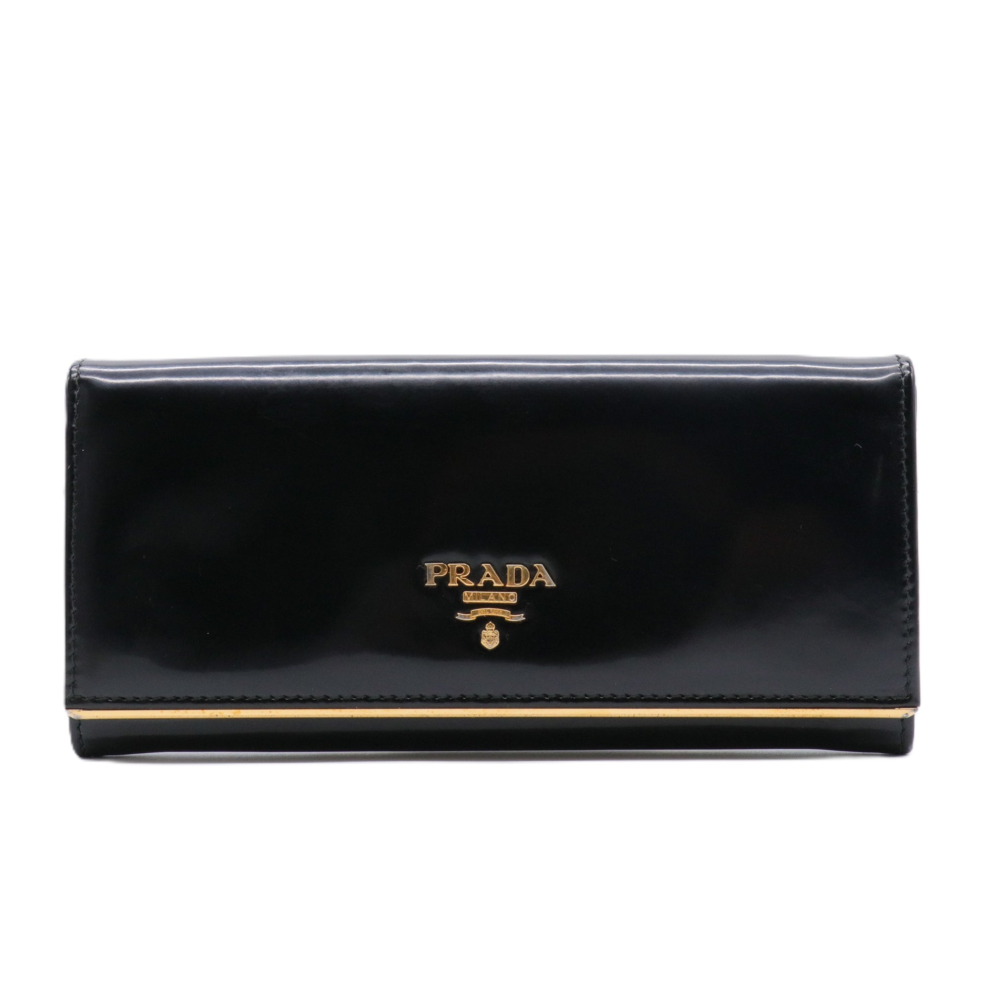 Spazzolato Metal Bar Flap Wallet Nero Black GISEL