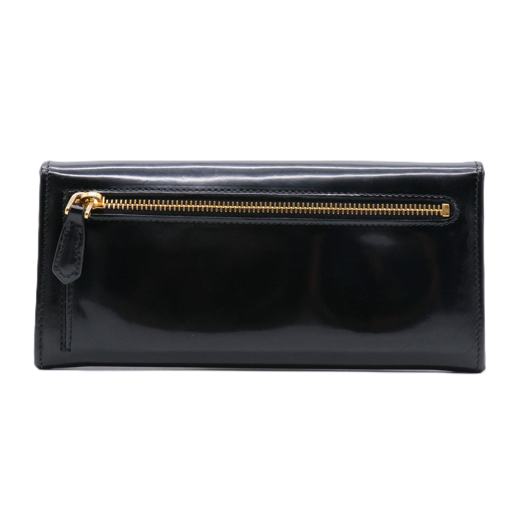 Spazzolato Metal Bar Flap Wallet Nero Black GISEL