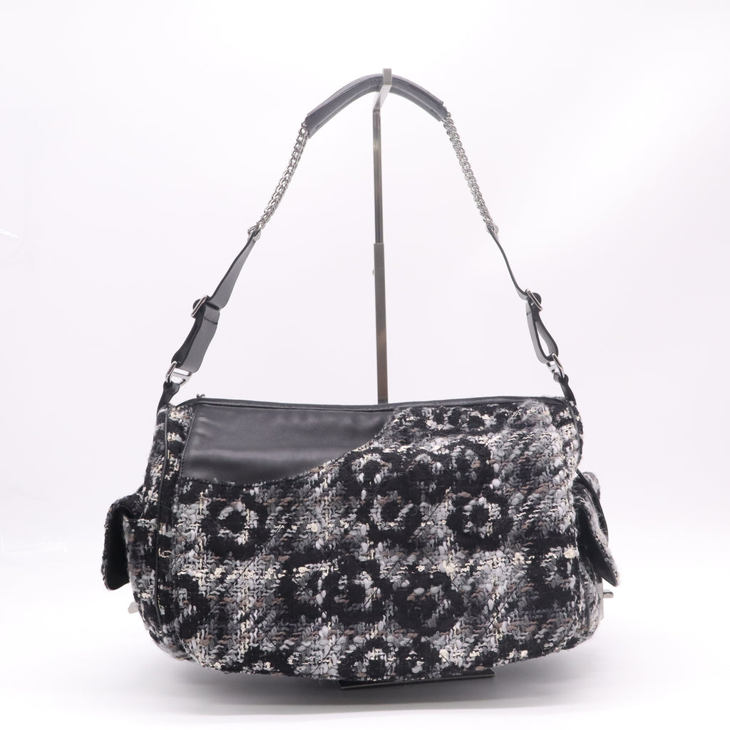 Chanel Tweed Quilted Camellia Shoulder Bag Twins B22607