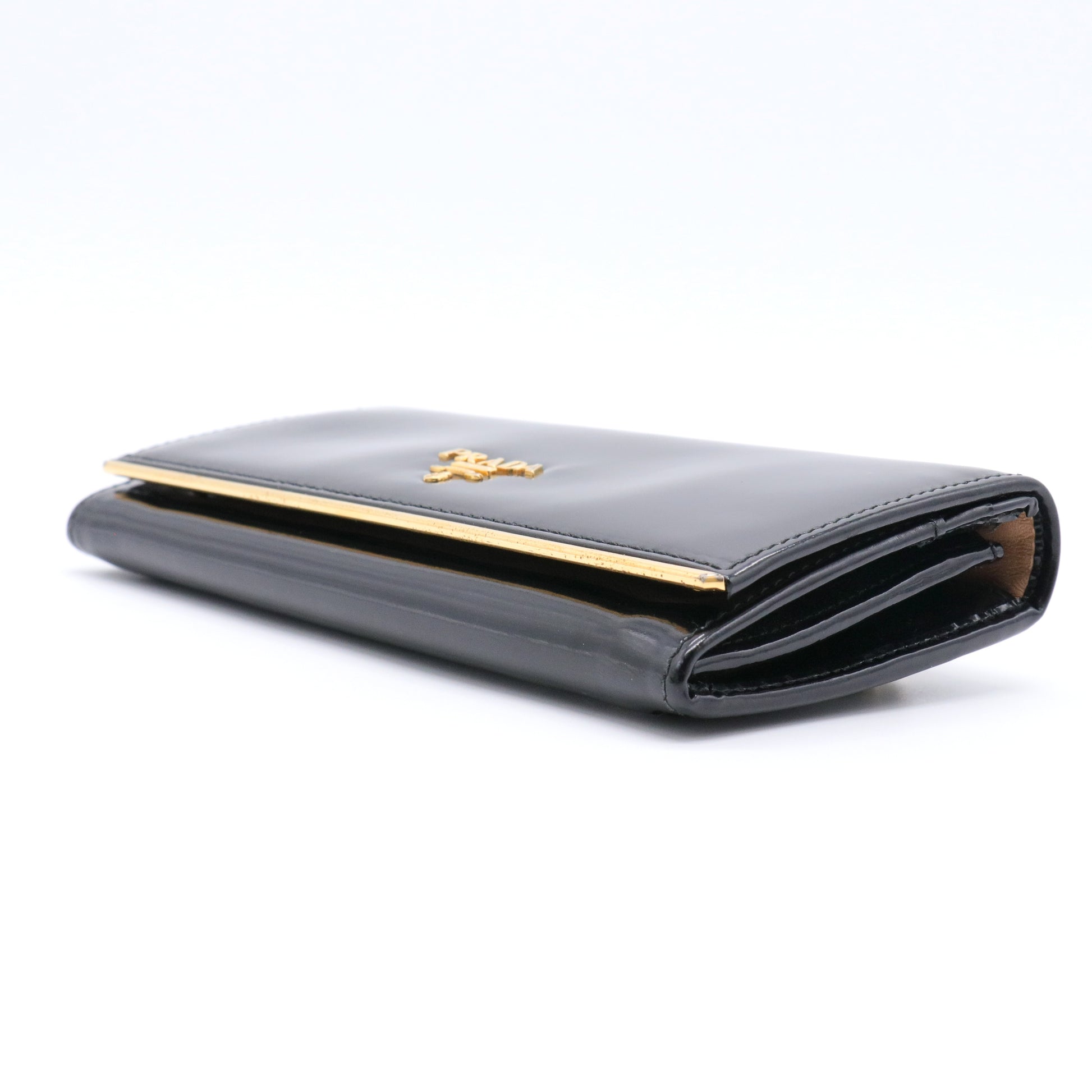 Spazzolato Metal Bar Flap Wallet Nero Black GISEL