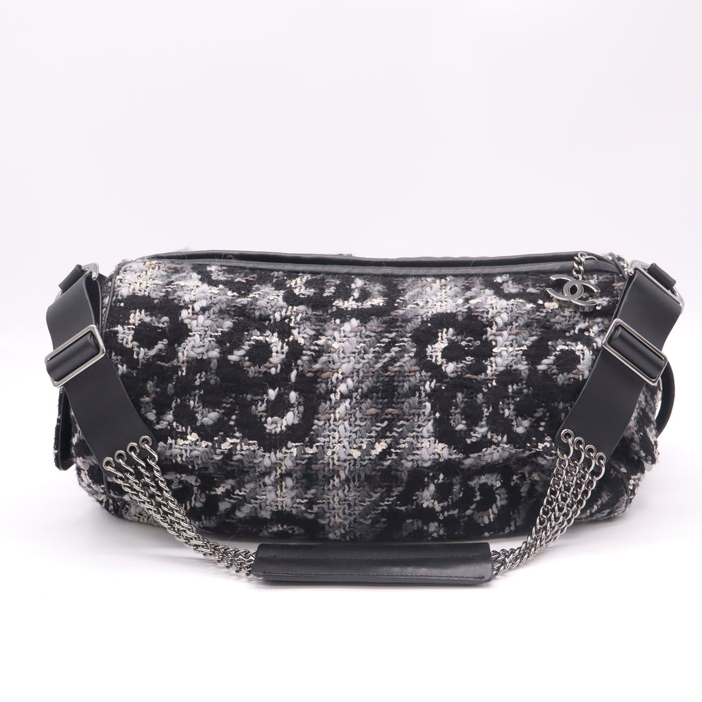 Chanel Tweed Quilted Camellia Shoulder Bag Twins B22607