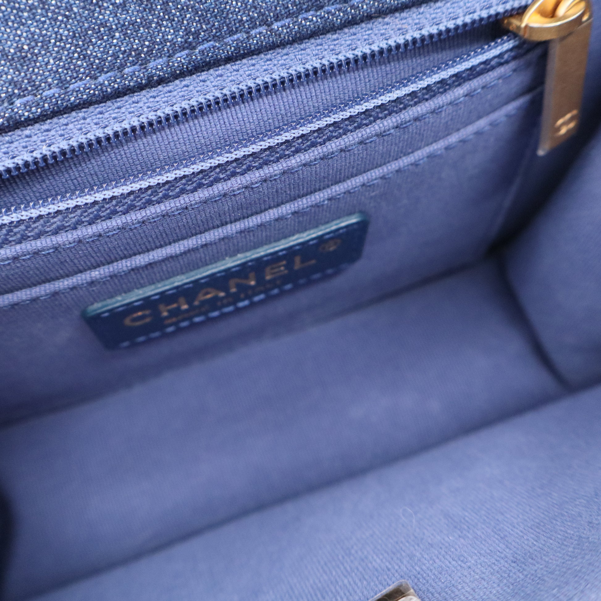 Denim Quilted Double You Mini Flap Blue Golden TWINS  LDJ3353
