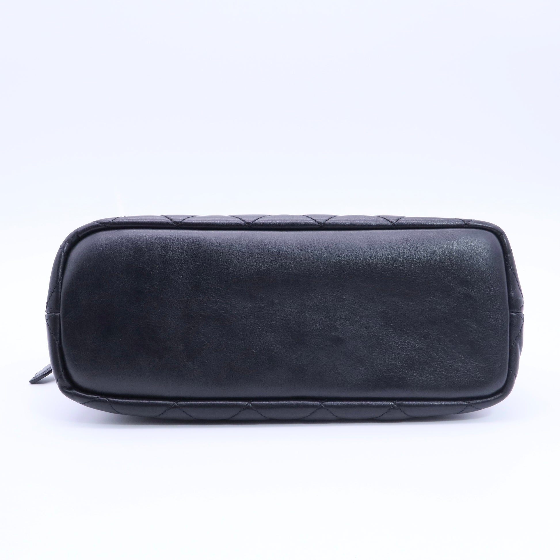 Calfskin Quilted Embroidered Cassandre Large Cosmetic Pouch Black twins